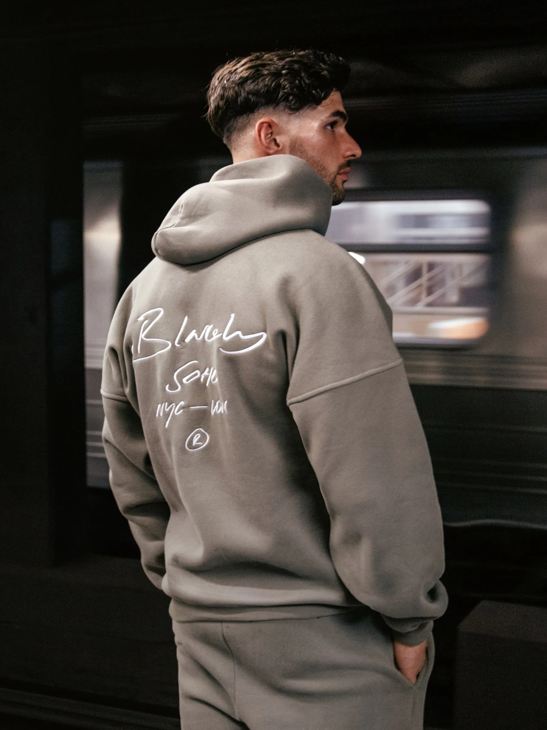 Soho Relaxed Script Hoodie - Safari Green sold by Blakely product image thumbnail 3