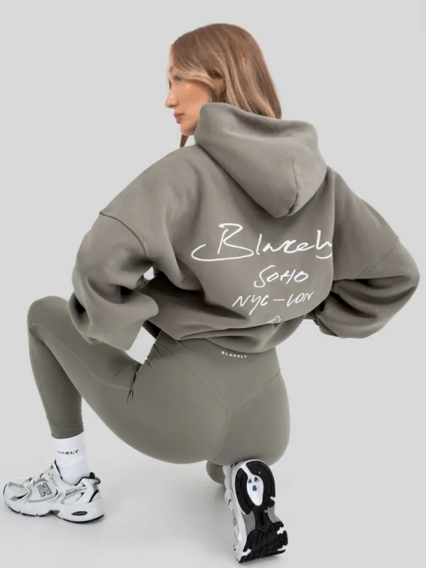 Soho Script Hoodie - Safari Green sold by Blakely