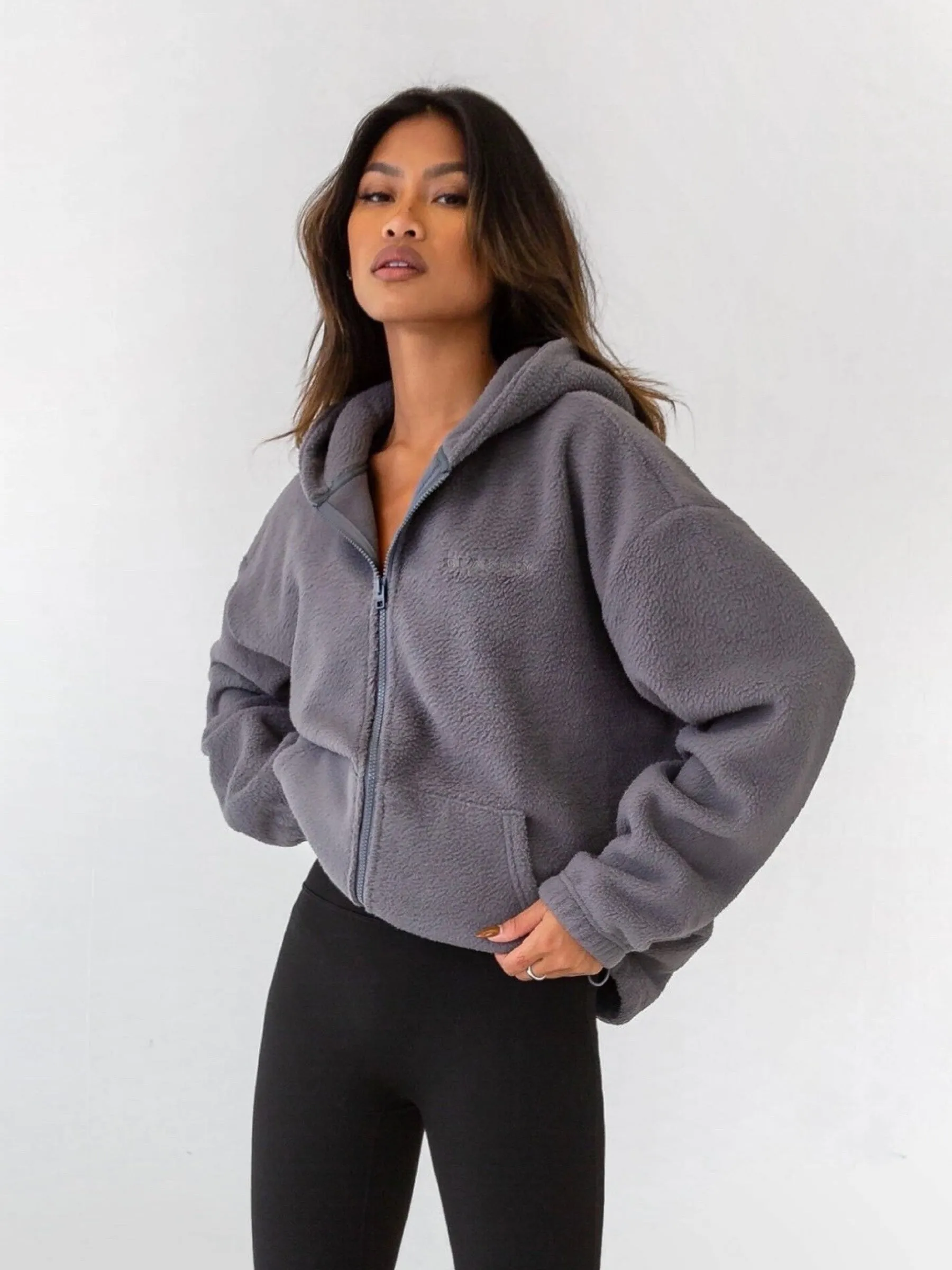 Borg Full Zip Hoodie - Charcoal sold by Blakely