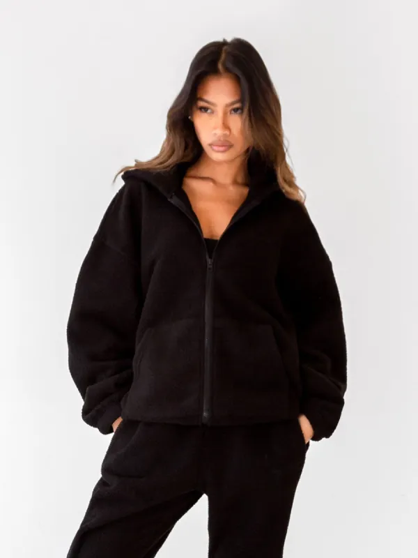 Borg Full Zip Hoodie - Black sold by Blakely