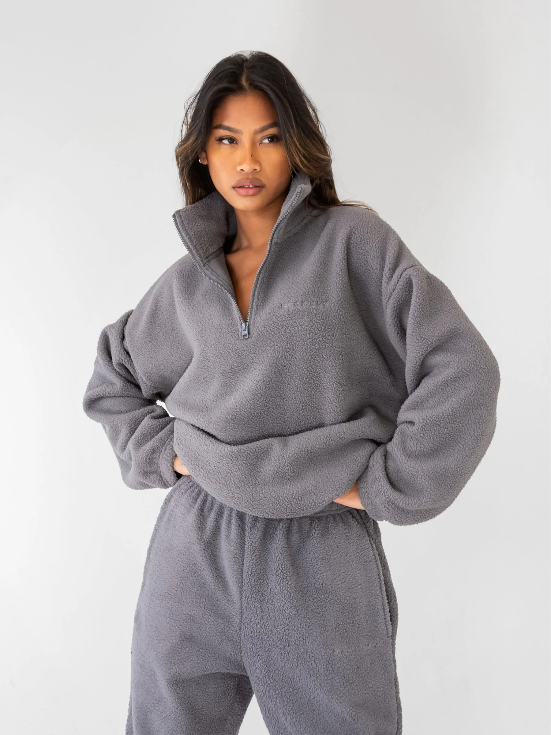 Borg 1/4 Zip Jumper - Charcoal sold by Blakely