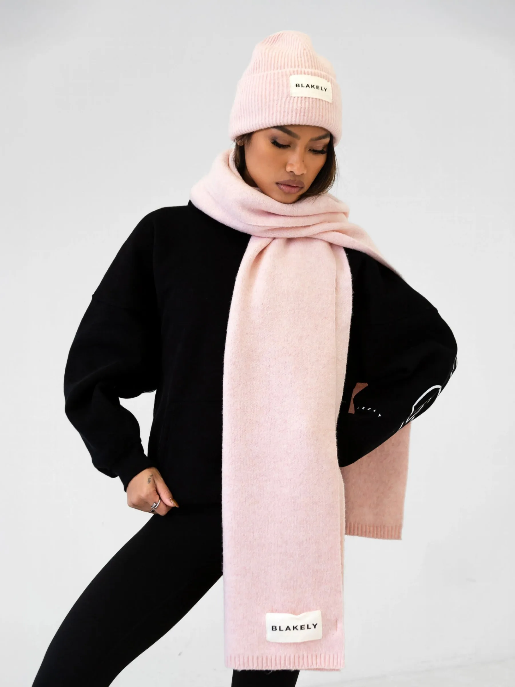 Label Knitted Scarf - Marshmallow Pink sold by Blakely