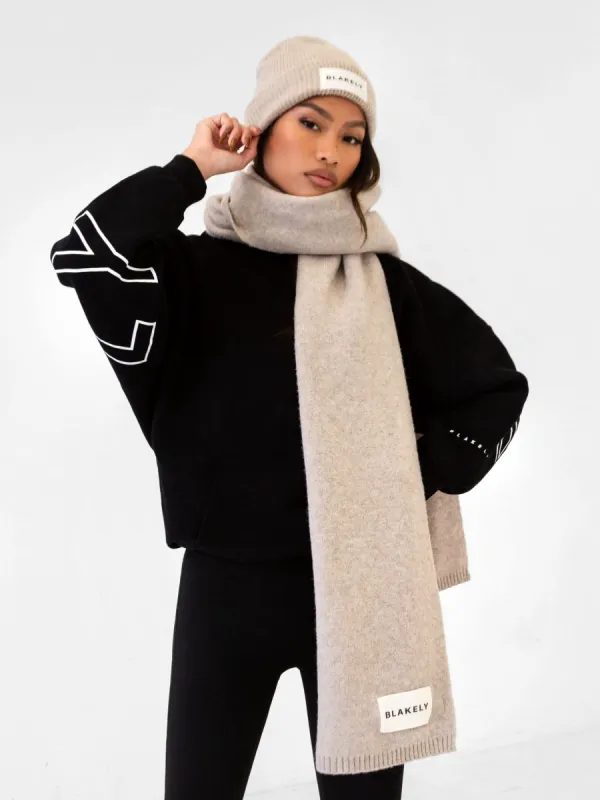 Label Knitted Scarf - Toasted Taupe sold by Blakely