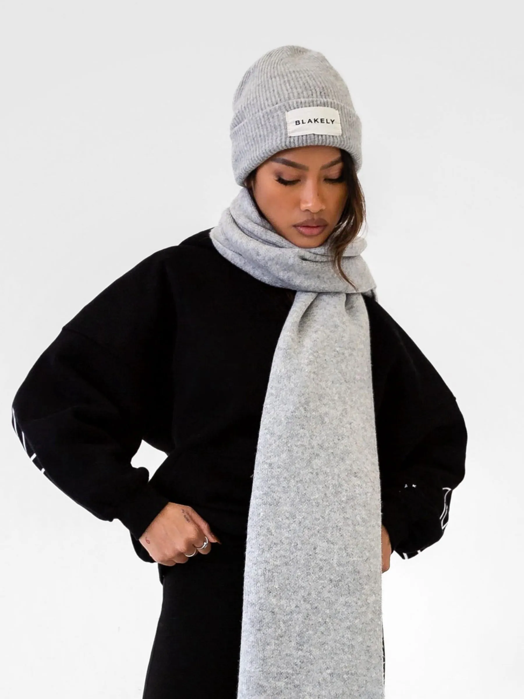 Label Knitted Scarf - Marl Grey sold by Blakely product image thumbnail 4