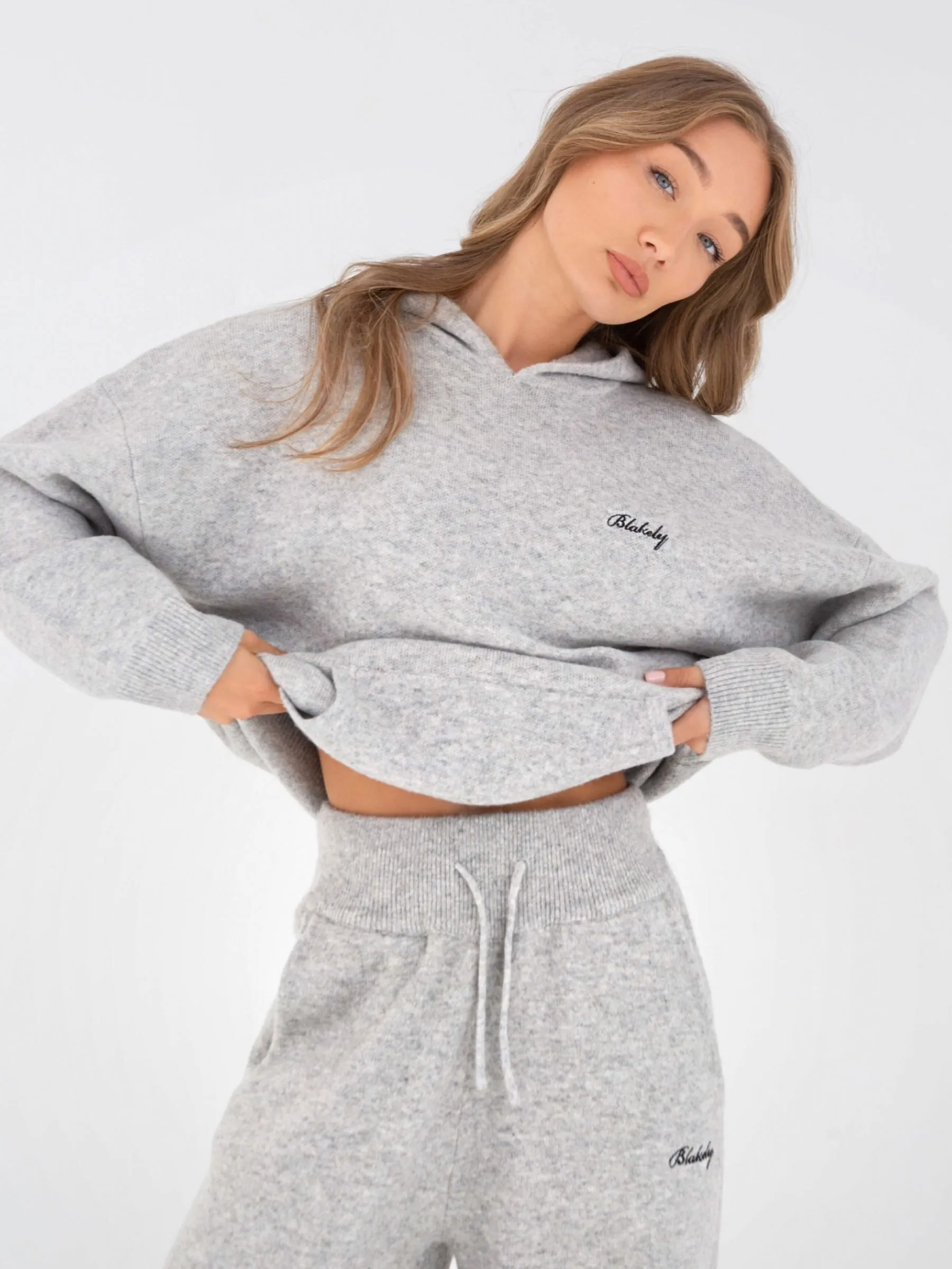 Oversized Knitted Hoodie - Marl Grey sold by Blakely