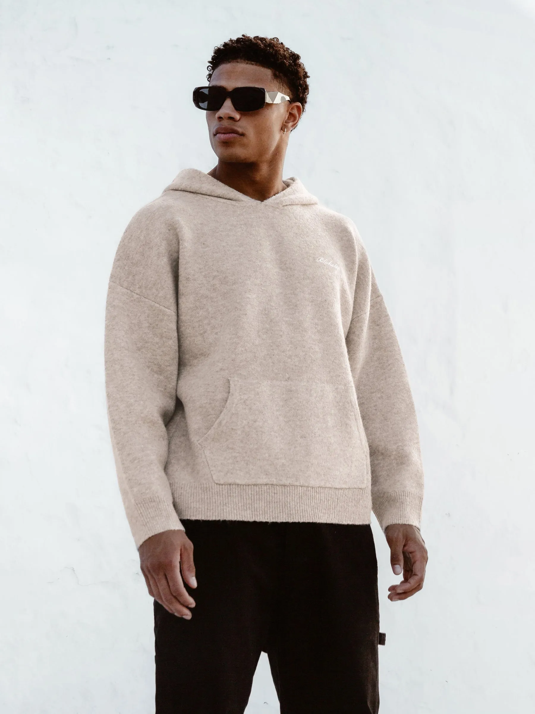 Relaxed Knitted Hoodie - Taupe sold by Blakely