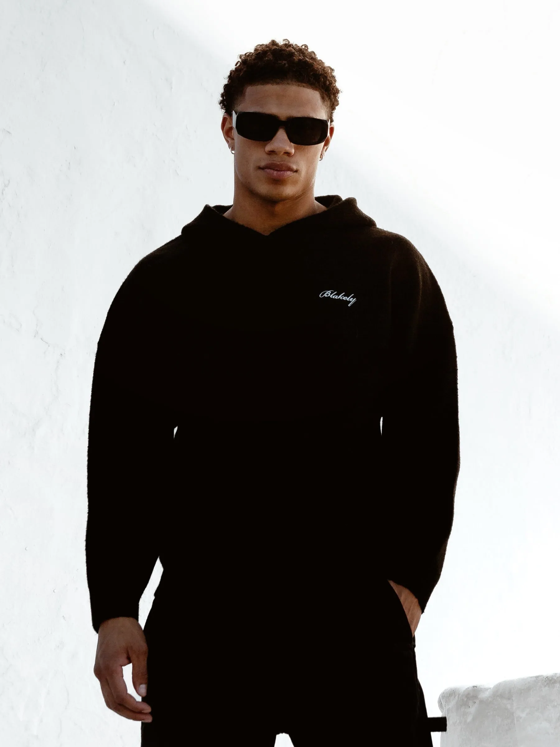 Relaxed Knitted Hoodie - Black sold by Blakely