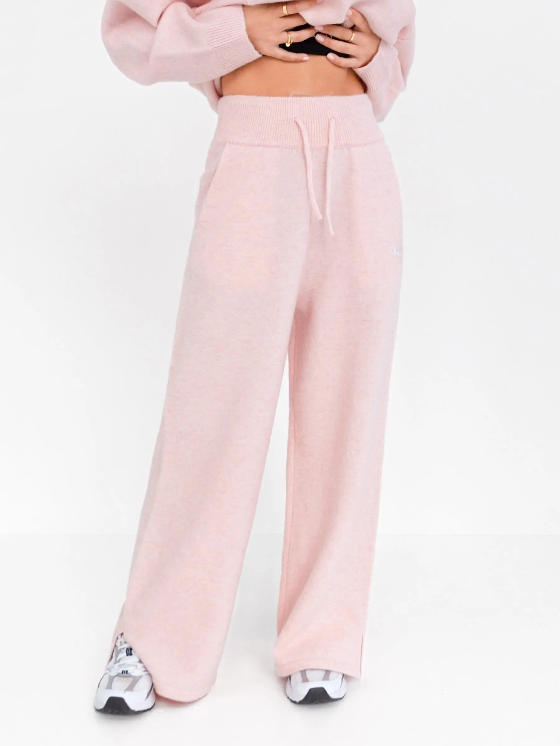 Knitted Wide Leg Sweatpants - Marshmallow Pink sold by Blakely