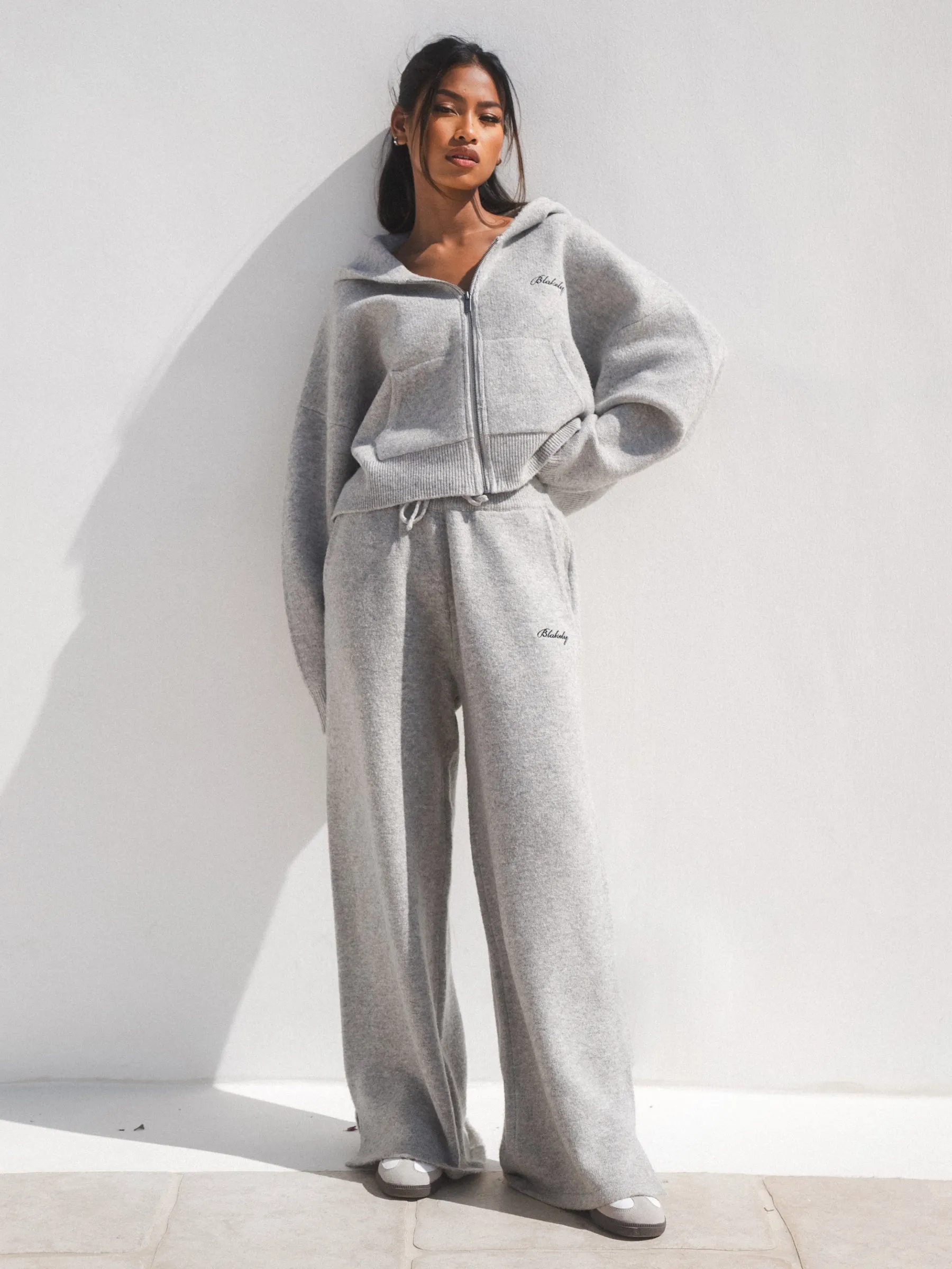 Knitted Wide Leg Sweatpants - Marl Grey sold by Blakely product image thumbnail 5