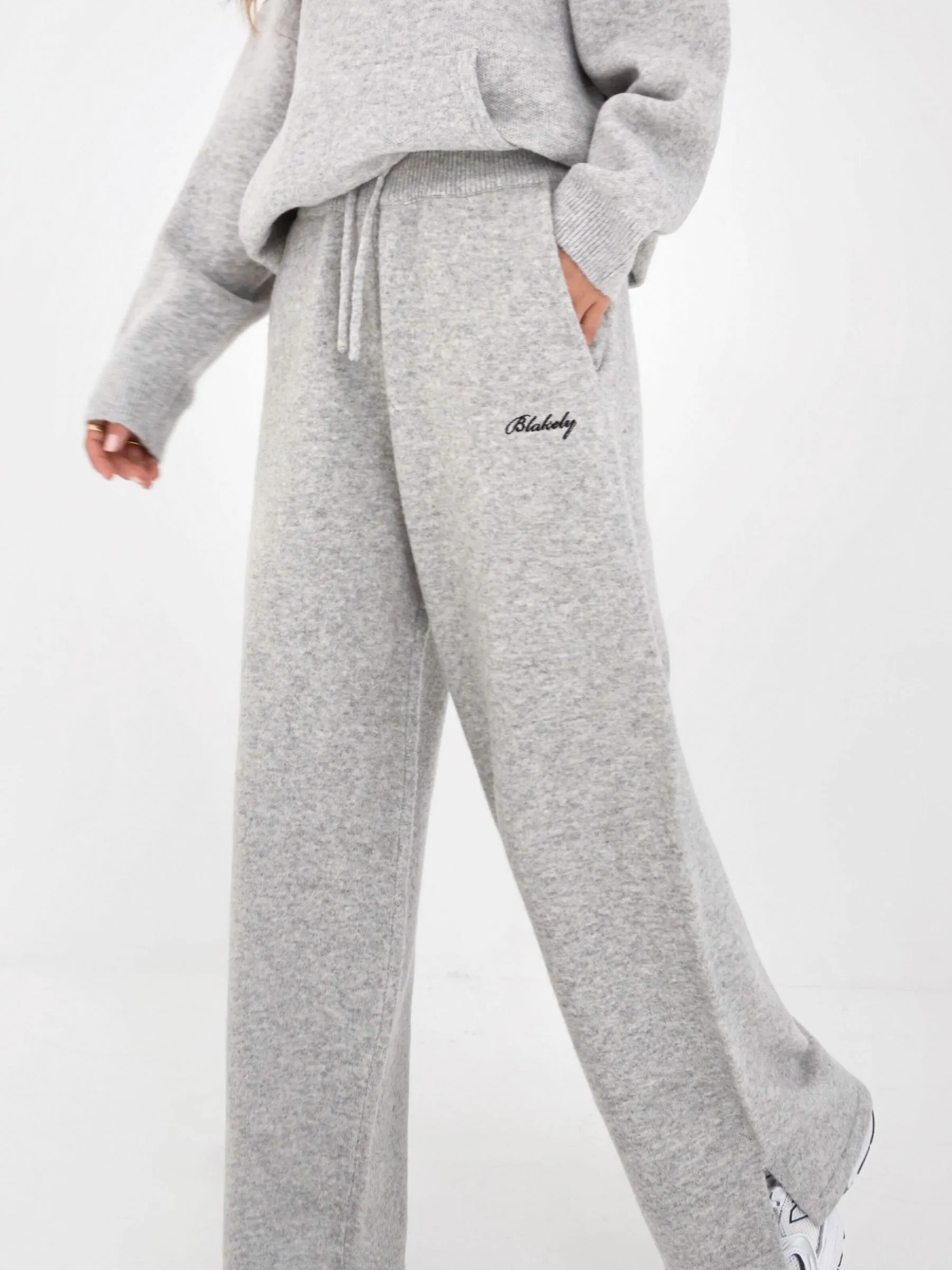 Knitted Wide Leg Sweatpants - Marl Grey sold by Blakely product image thumbnail 3