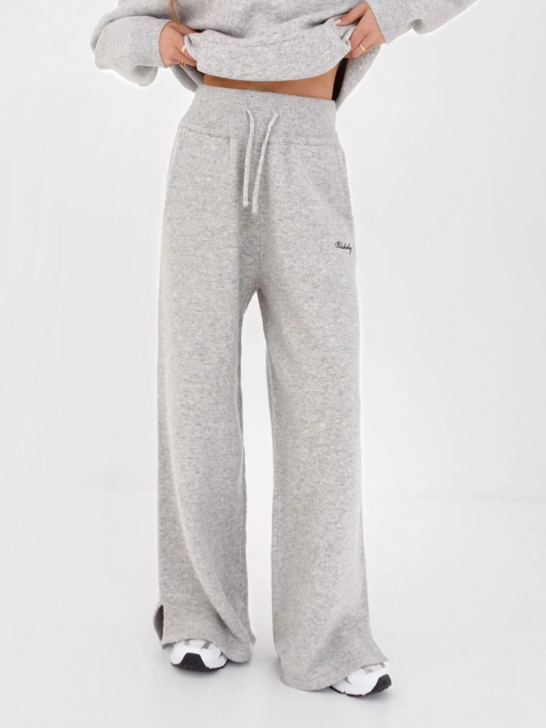 Knitted Wide Leg Sweatpants - Marl Grey sold by Blakely
