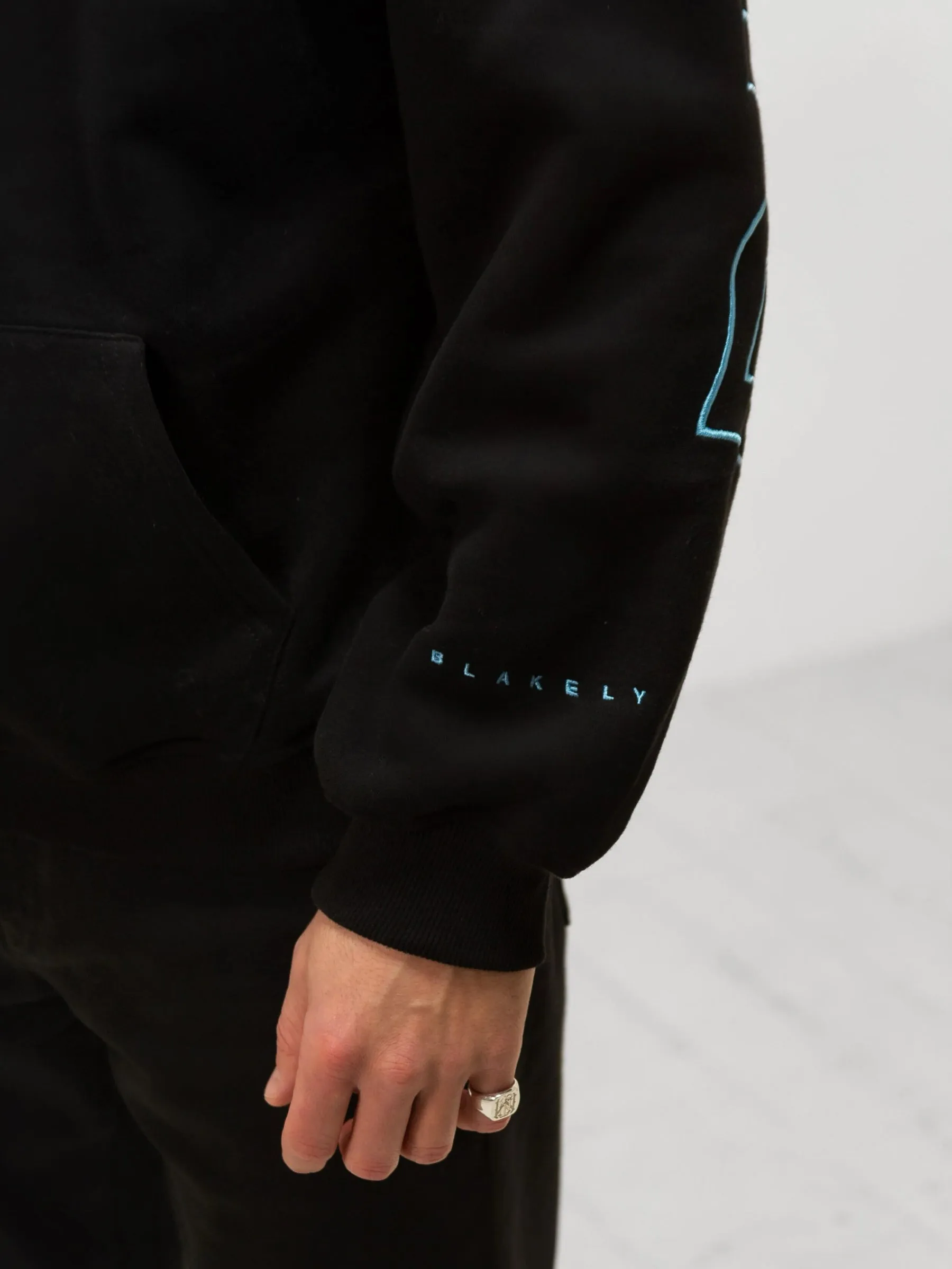 Embroidered Idris Oversized Hoodie - Electric Blue sold by Blakely product image thumbnail 4
