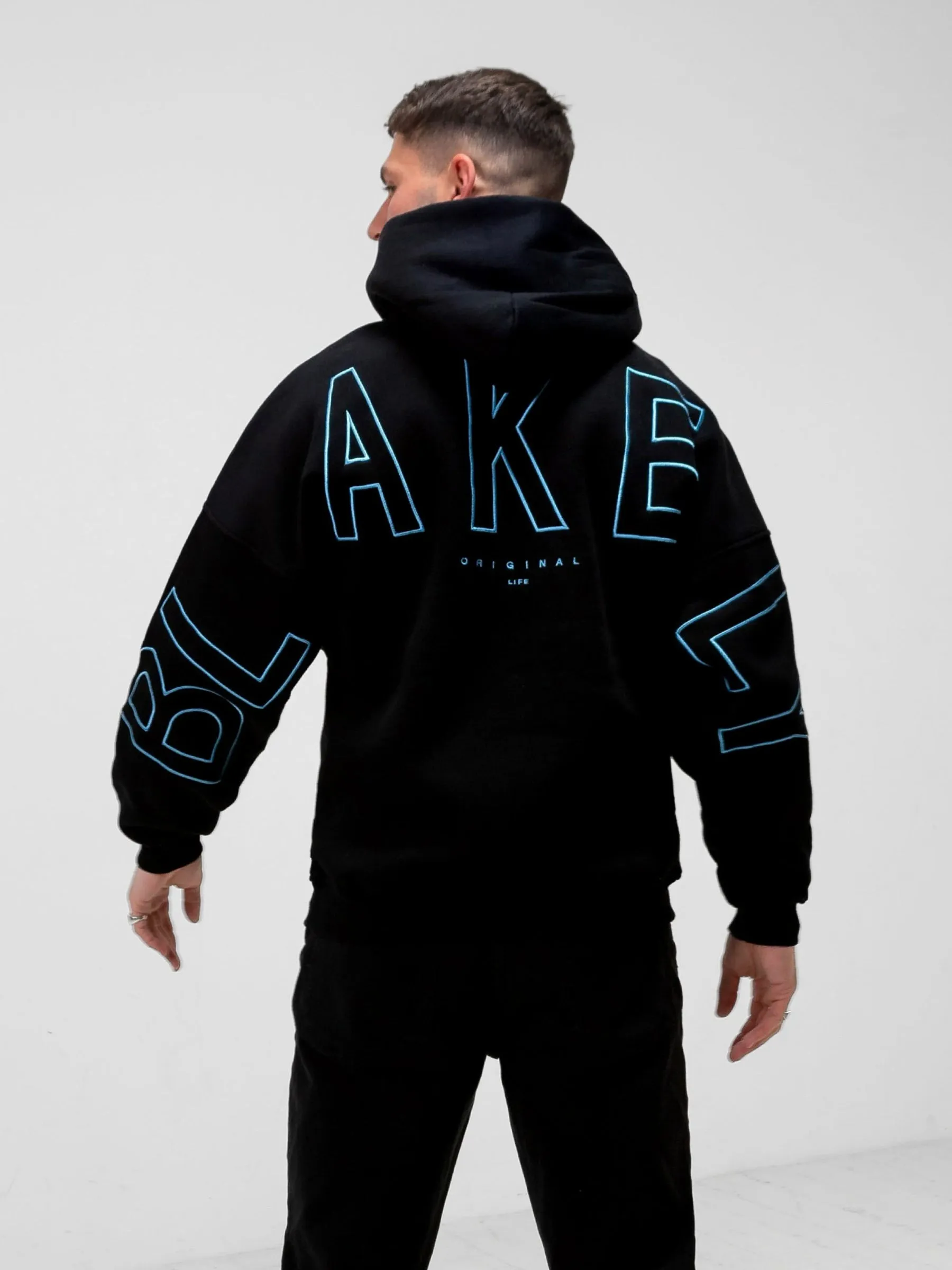 Embroidered Idris Oversized Hoodie - Electric Blue sold by Blakely