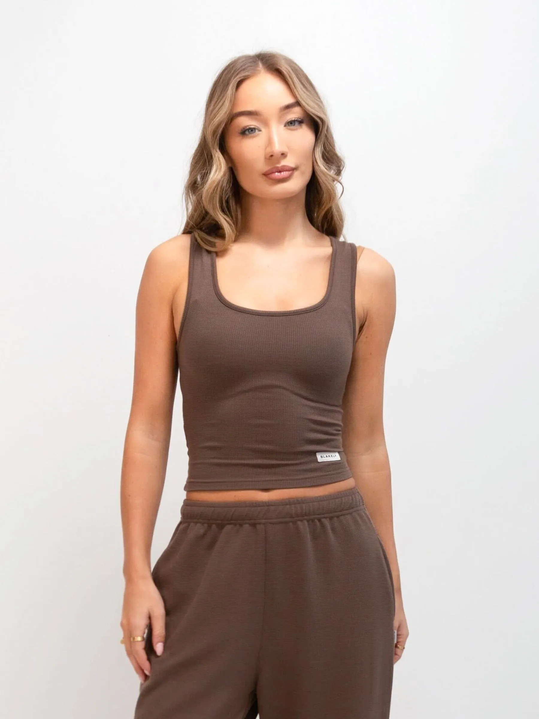 Soft Waffle Vest Top - Brown sold by Blakely