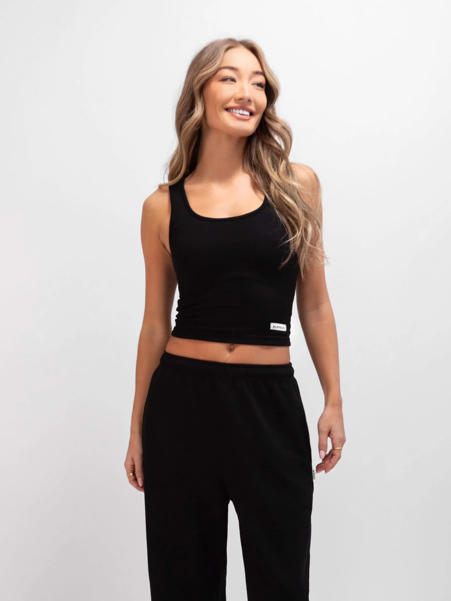 Soft Waffle Vest Top - Black sold by Blakely product image thumbnail 2