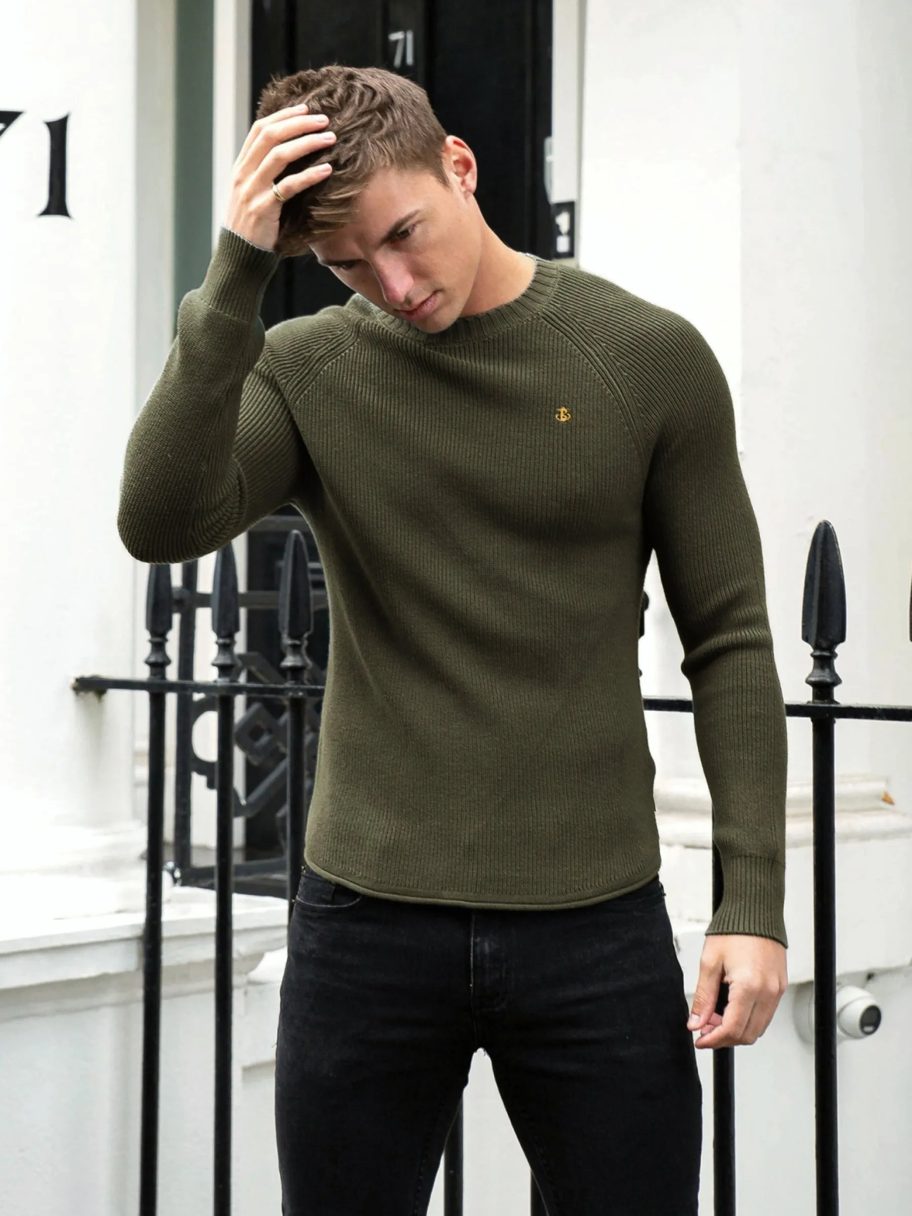 Olton Knit Jumper - Khaki Green sold by Blakely product image thumbnail 3