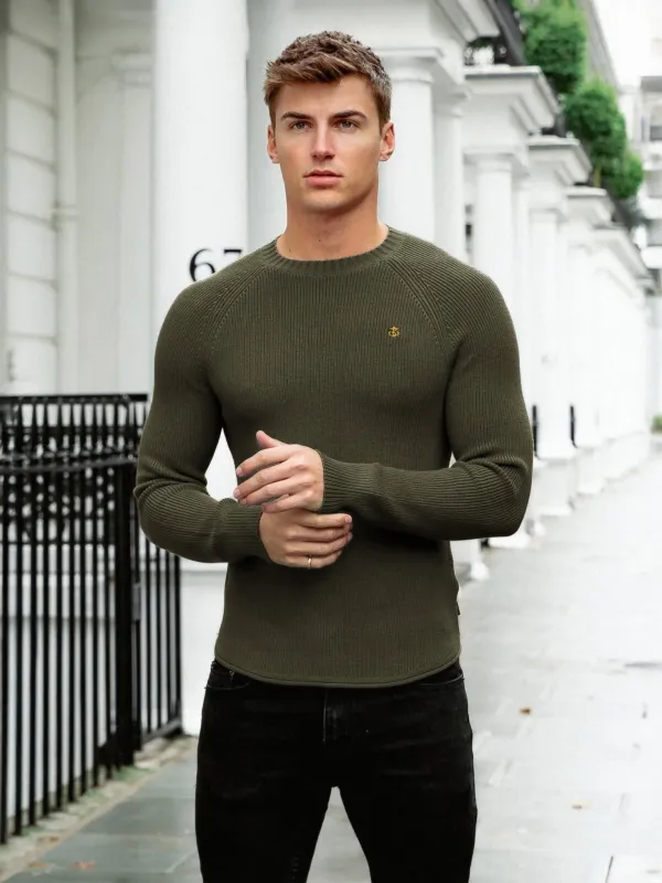 Olton Knit Jumper - Khaki Green sold by Blakely