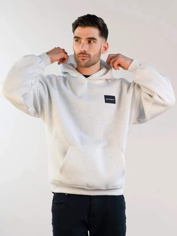 Label Relaxed Hoodie - Marl White sold by Blakely