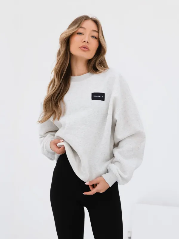 Label Oversized Jumper - Marl White sold by Blakely