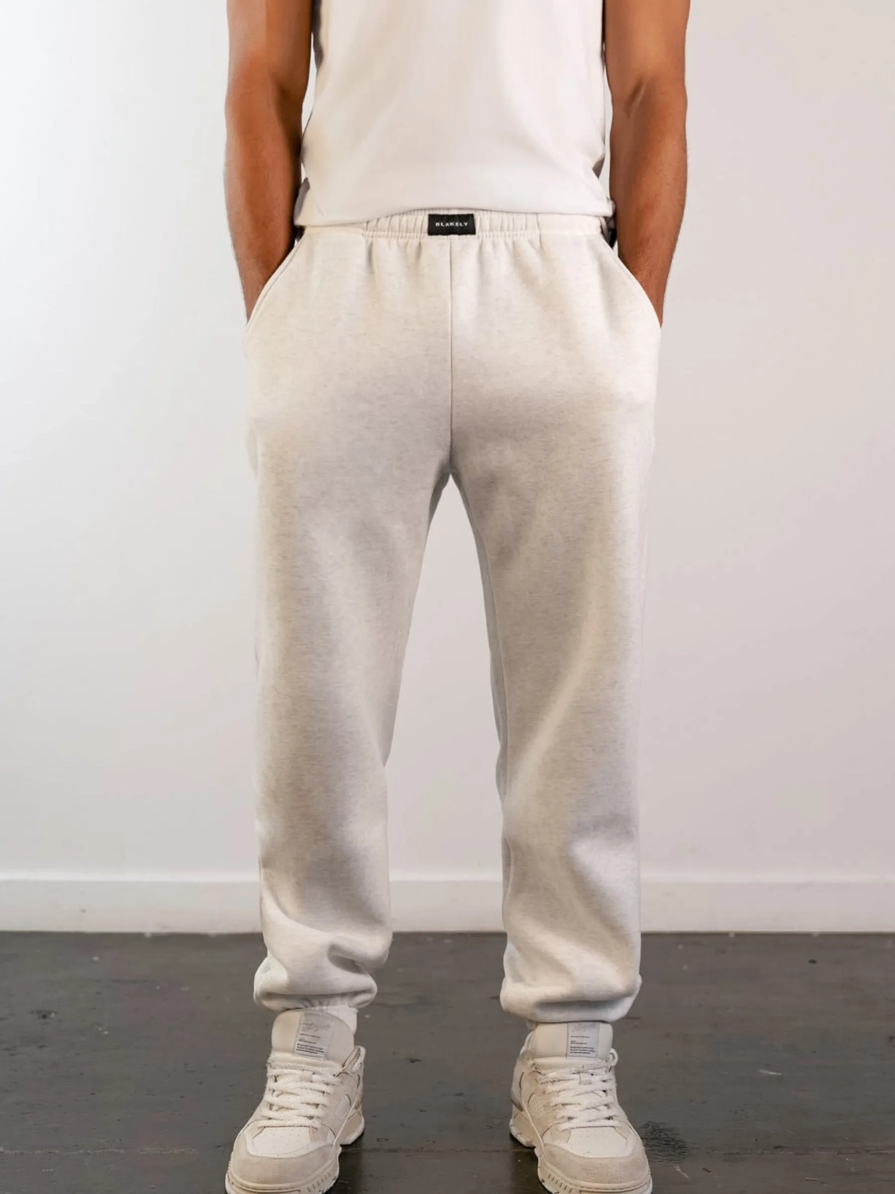 Label Relaxed Sweatpants - Marl White sold by Blakely