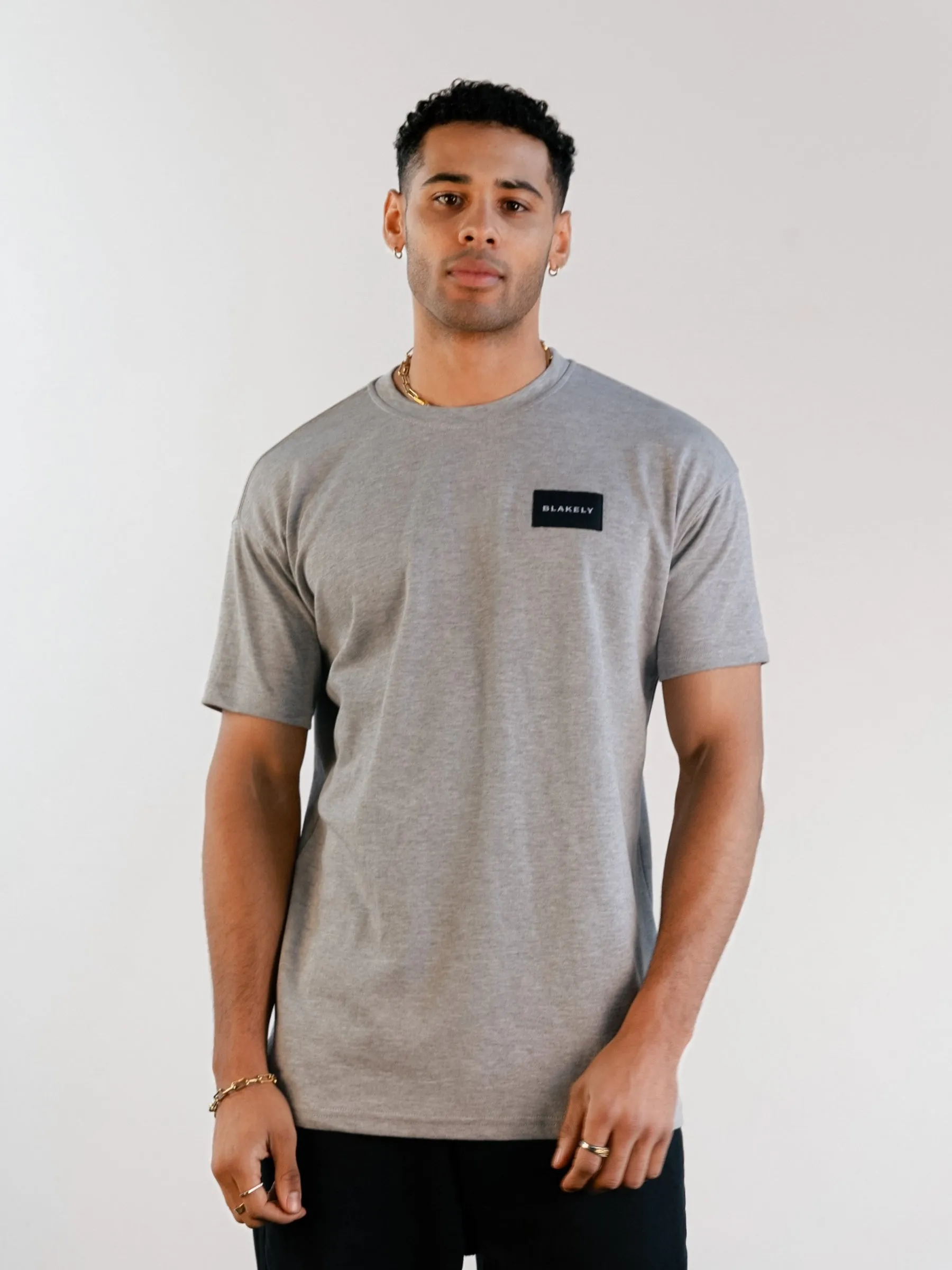 Label Relaxed T-Shirt - Marl Grey sold by Blakely