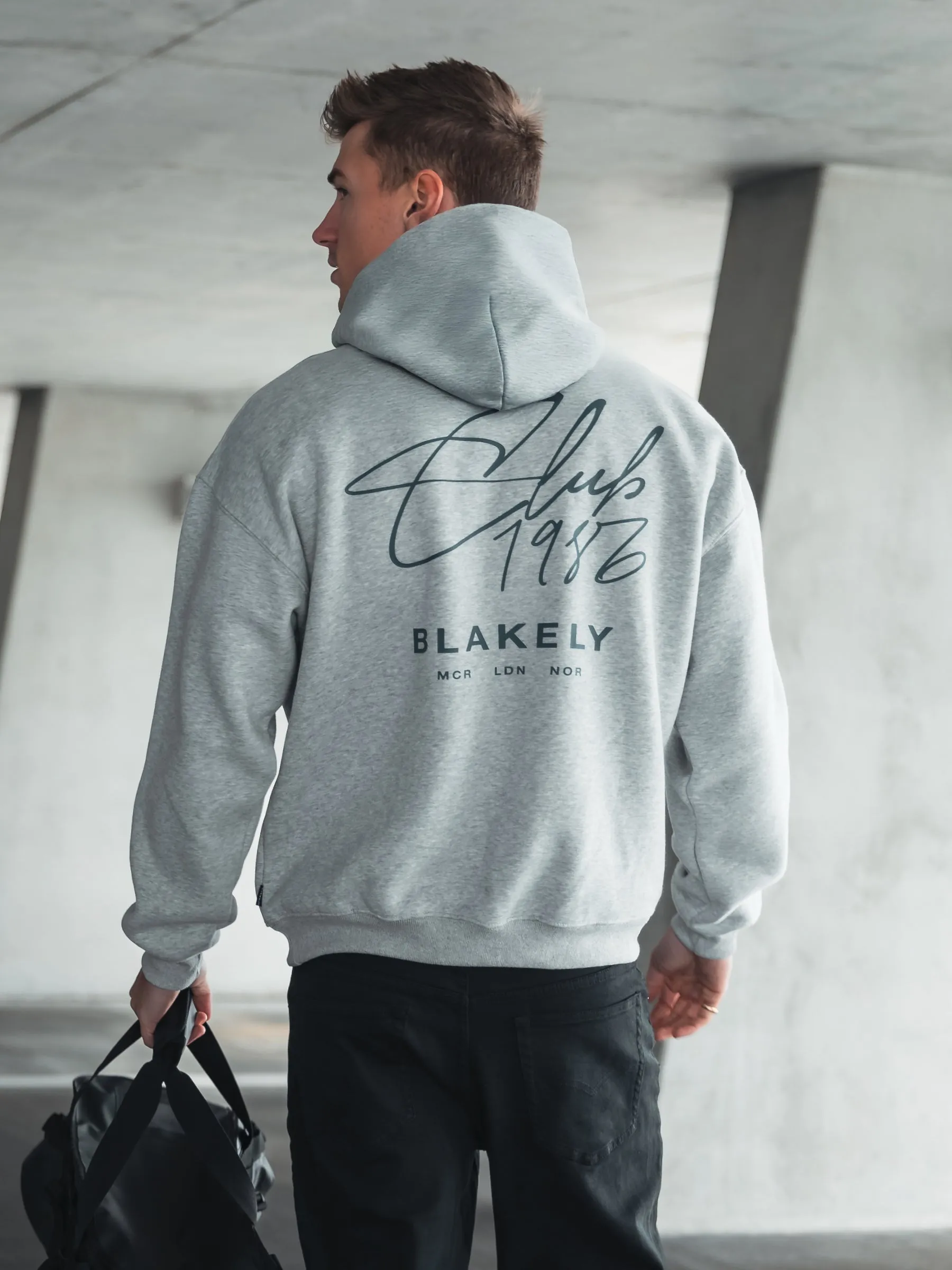 Club Relaxed Hoodie - Marl Grey & Teal sold by Blakely