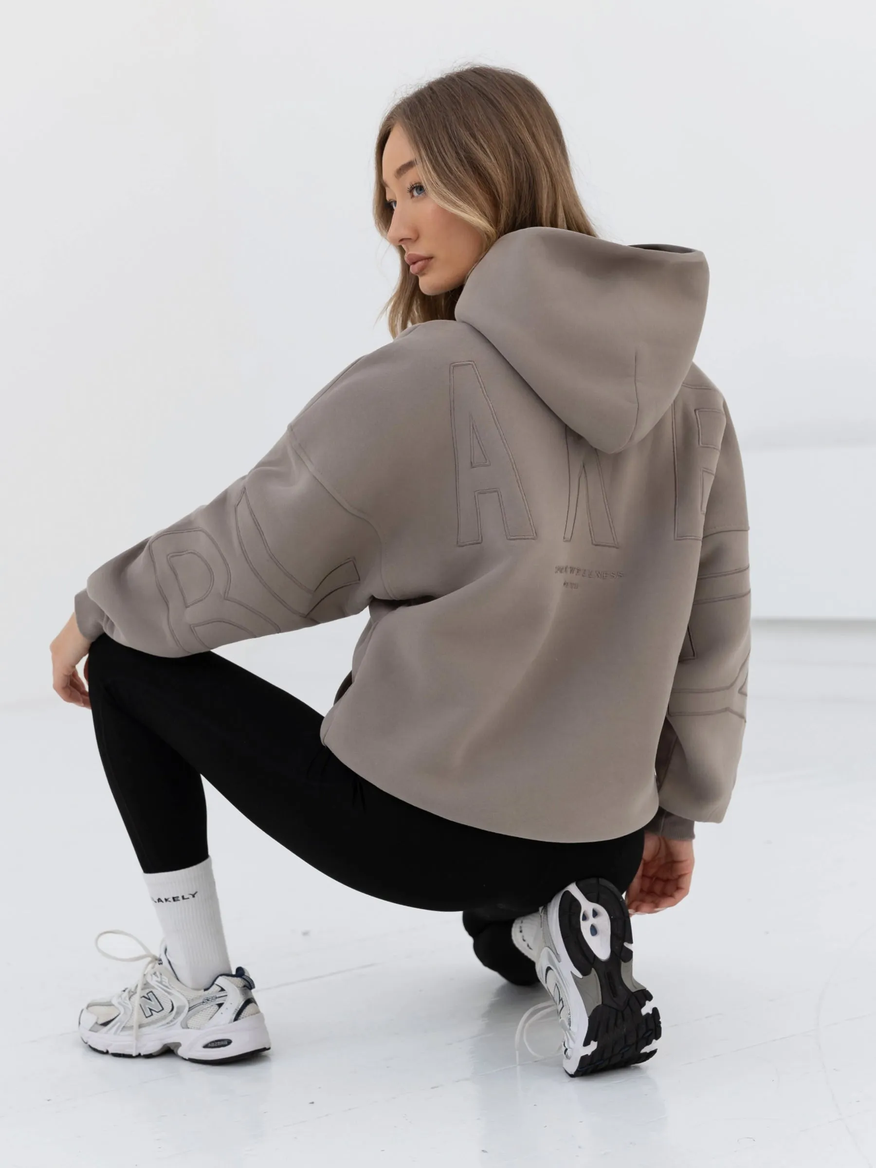 Embroidered Isabel Oversized Hoodie - Neutral Grey sold by Blakely