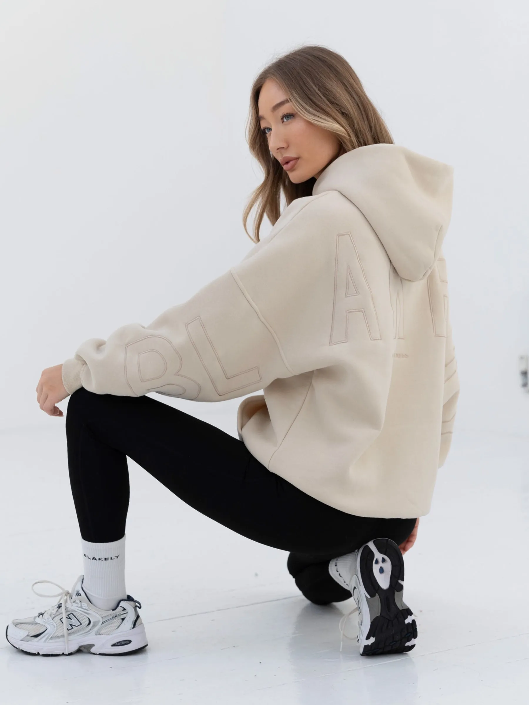 Embroidered Isabel Oversized Hoodie - Bone sold by Blakely