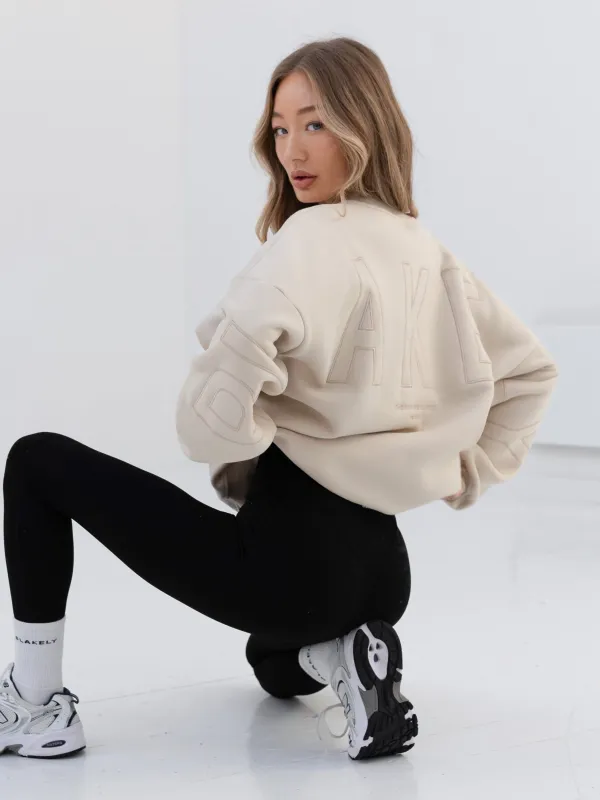 Embroidered Isabel Oversized Jumper - Bone sold by Blakely
