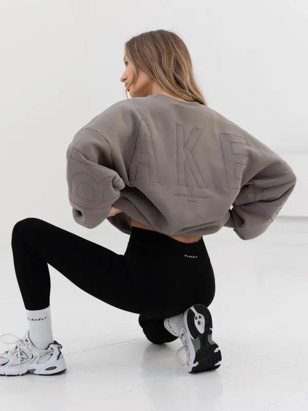 Embroidered Isabel Oversized Jumper - Neutral Grey sold by Blakely