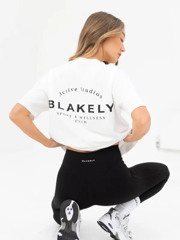 Curved Active Studios Oversized T-Shirt - White & Black sold by Blakely