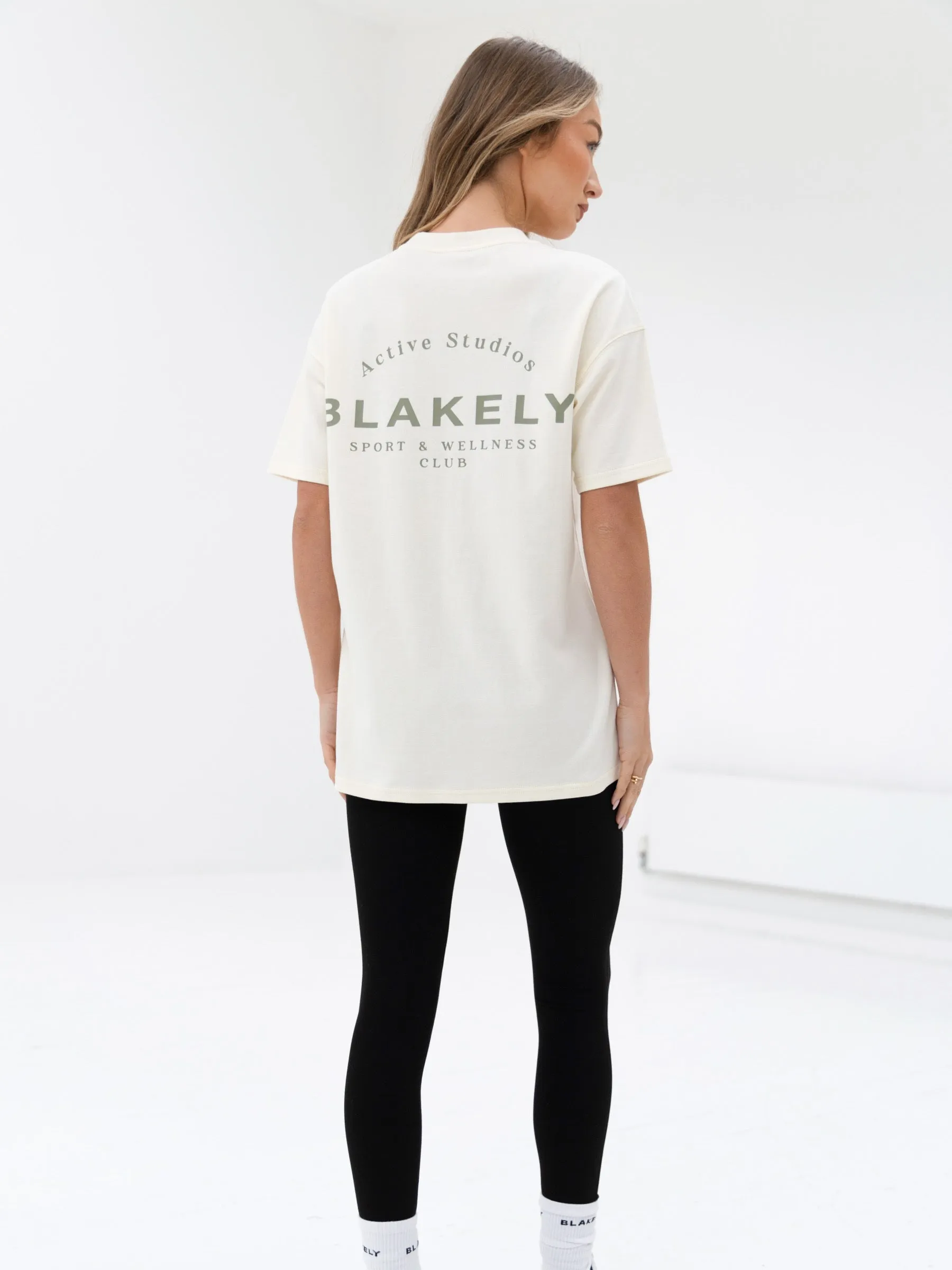 Curved Active Studios Oversized T-Shirt - Chalk & Olive sold by Blakely product image thumbnail 3