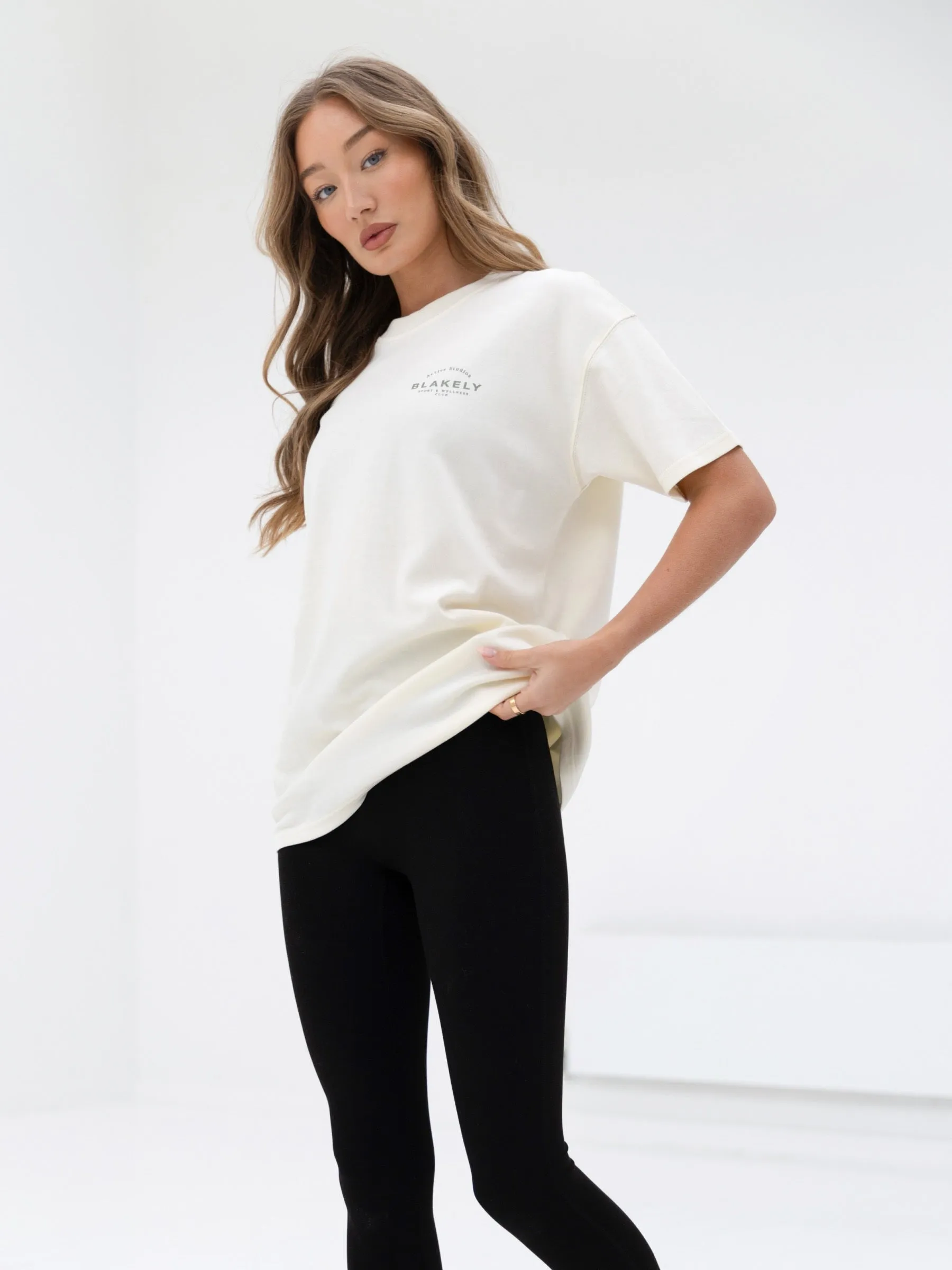 Curved Active Studios Oversized T-Shirt - Chalk & Olive sold by Blakely product image thumbnail 2