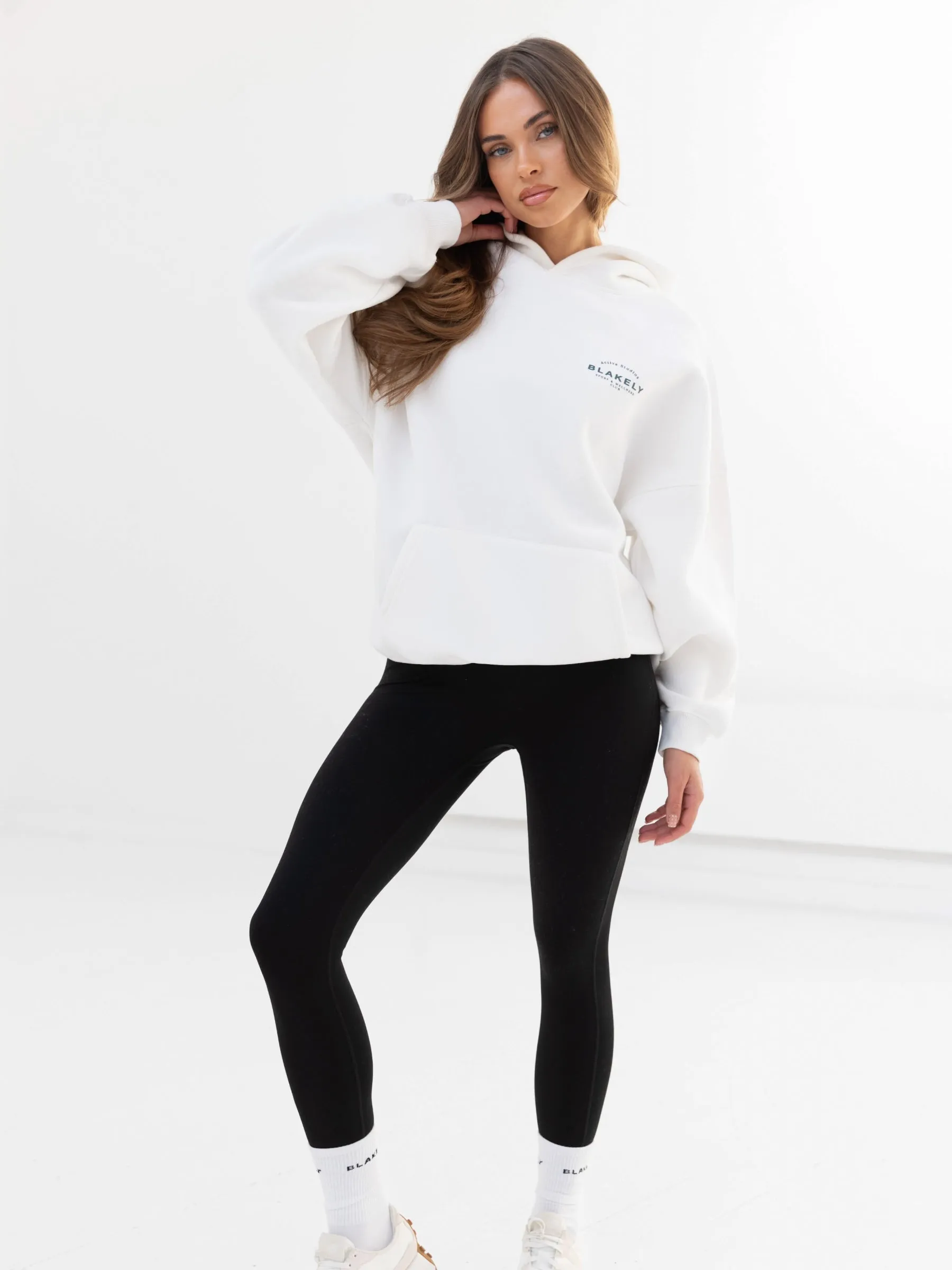 Active Studios Oversized Hoodie - Flat White & Teal Green sold by Blakely product image thumbnail 5