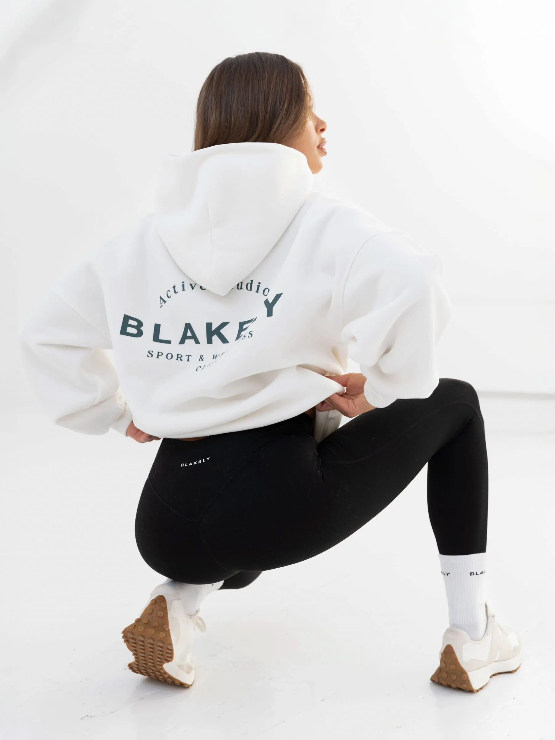 Active Studios Oversized Hoodie - Flat White & Teal Green sold by Blakely
