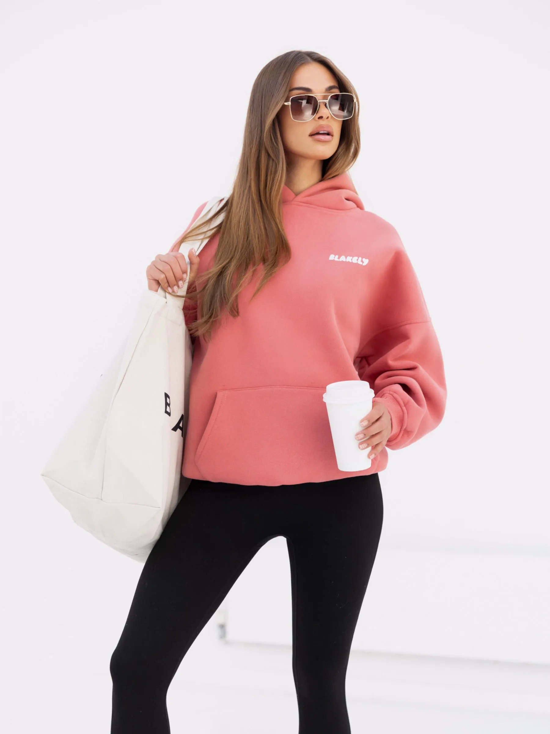 Cloud Print Oversized Hoodie - Sunrise Coral sold by Blakely product image thumbnail 2