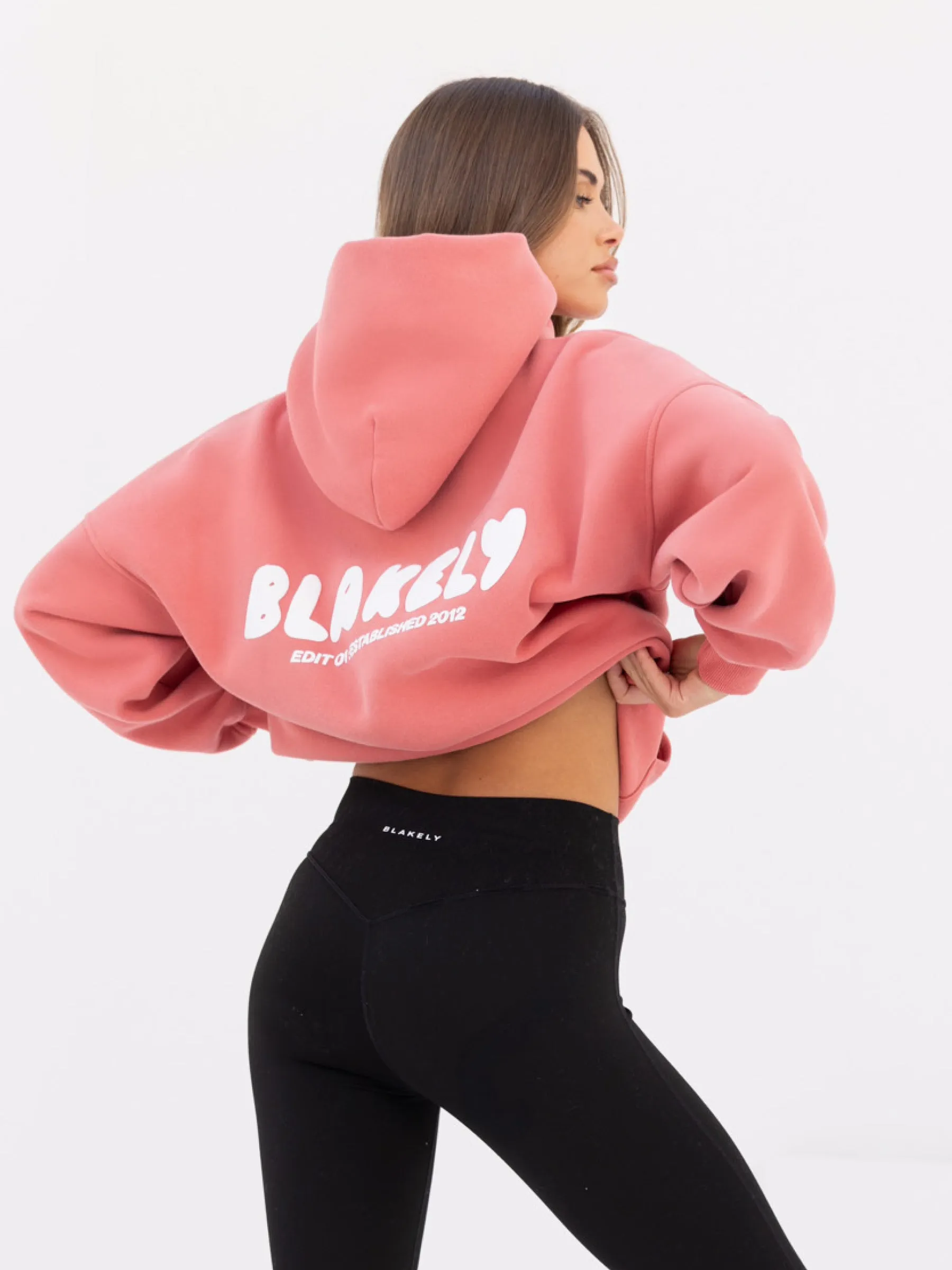 Cloud Print Oversized Hoodie - Sunrise Coral sold by Blakely