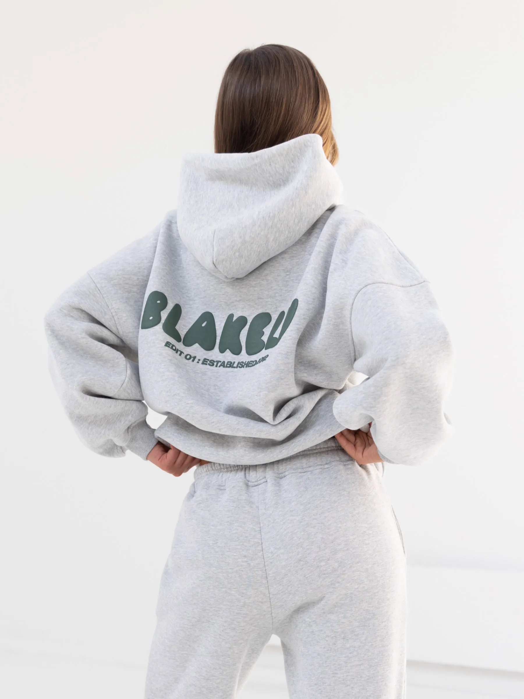 Cloud Print Oversized Hoodie - Marl Grey sold by Blakely