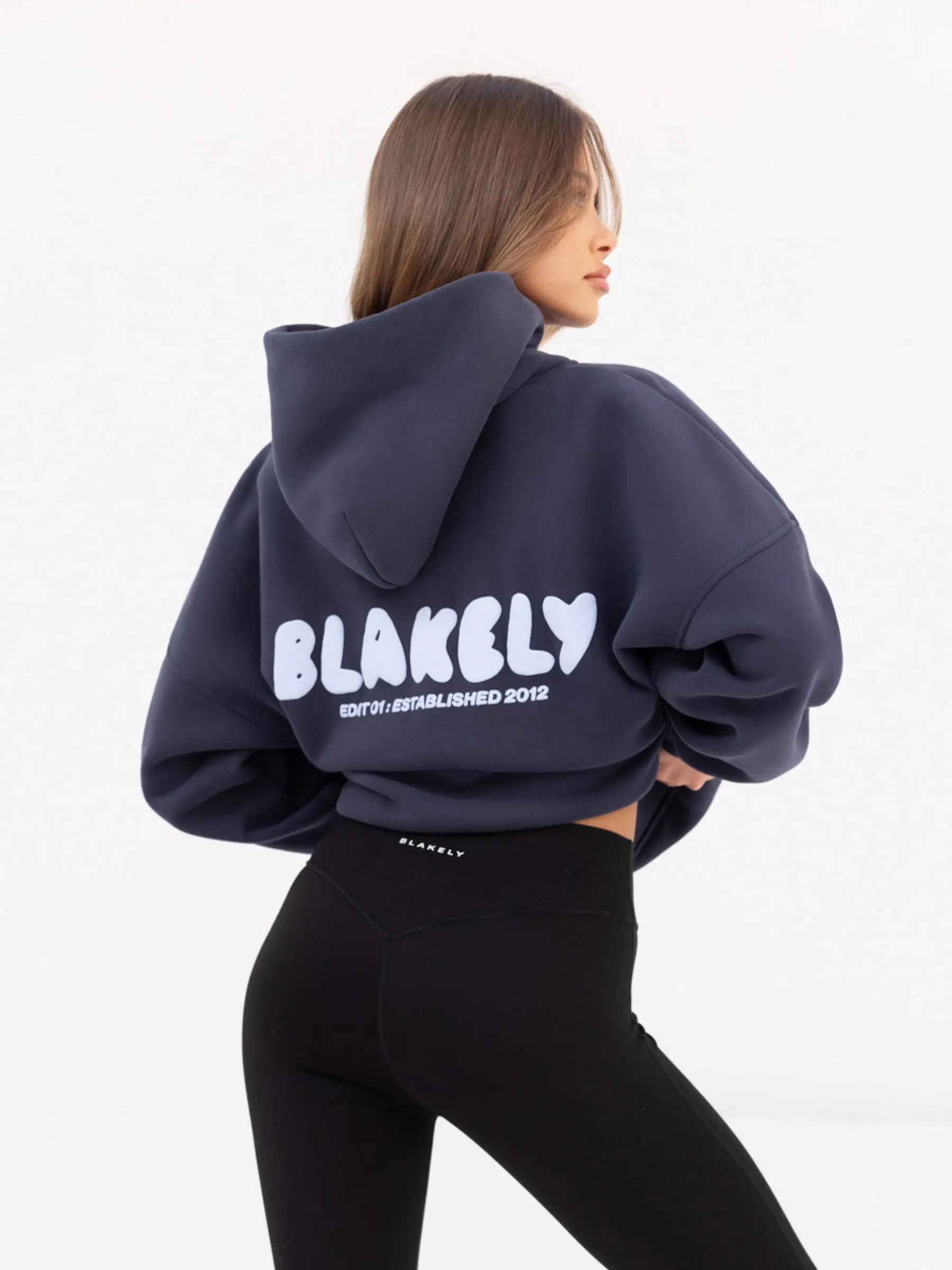 Cloud Print Oversized Hoodie - True Navy sold by Blakely