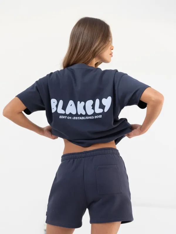 Cloud Print Oversized T-Shirt - True Navy sold by Blakely