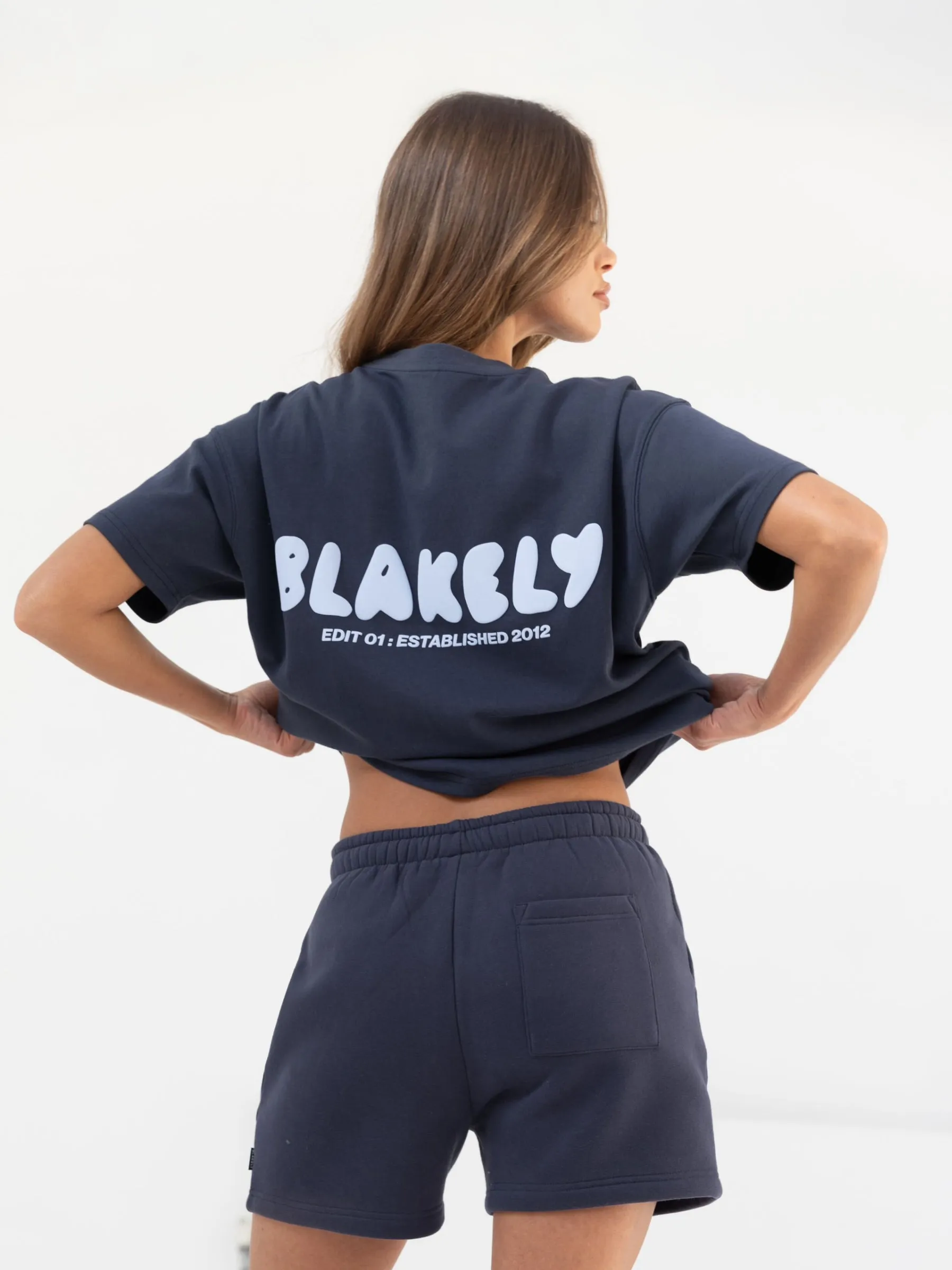 Cloud Print Oversized T-Shirt - True Navy sold by Blakely