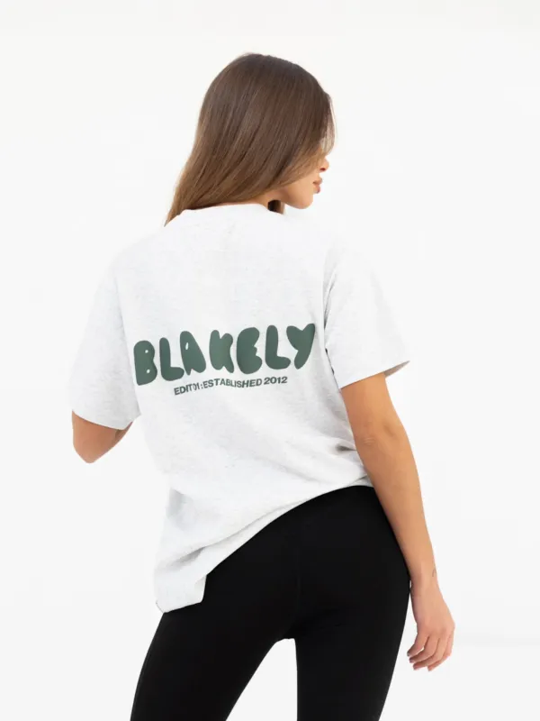 Cloud Print Oversized T-Shirt - Marl White sold by Blakely