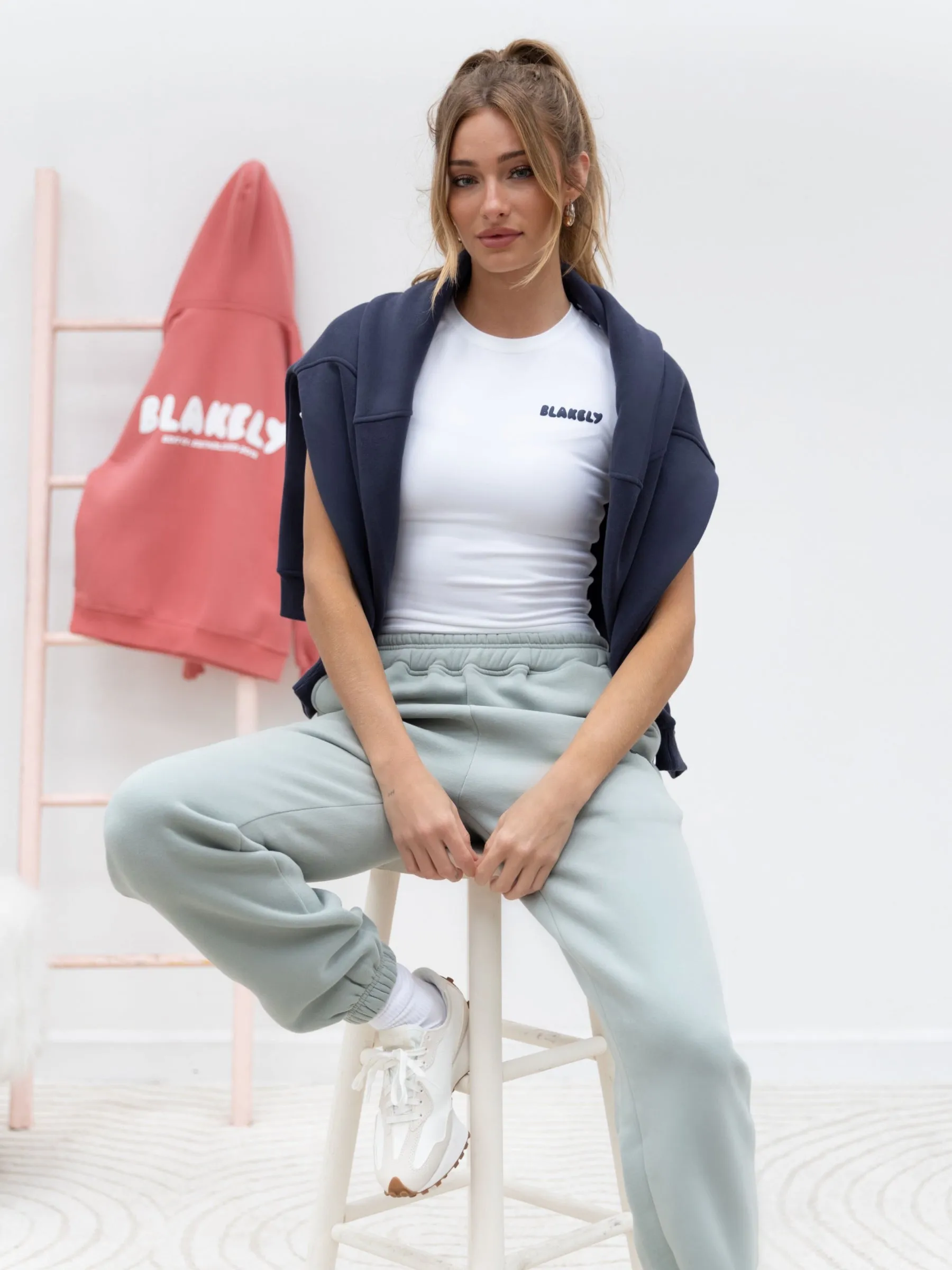 Cloud Print Crop Top - White & True Navy sold by Blakely product image thumbnail 2