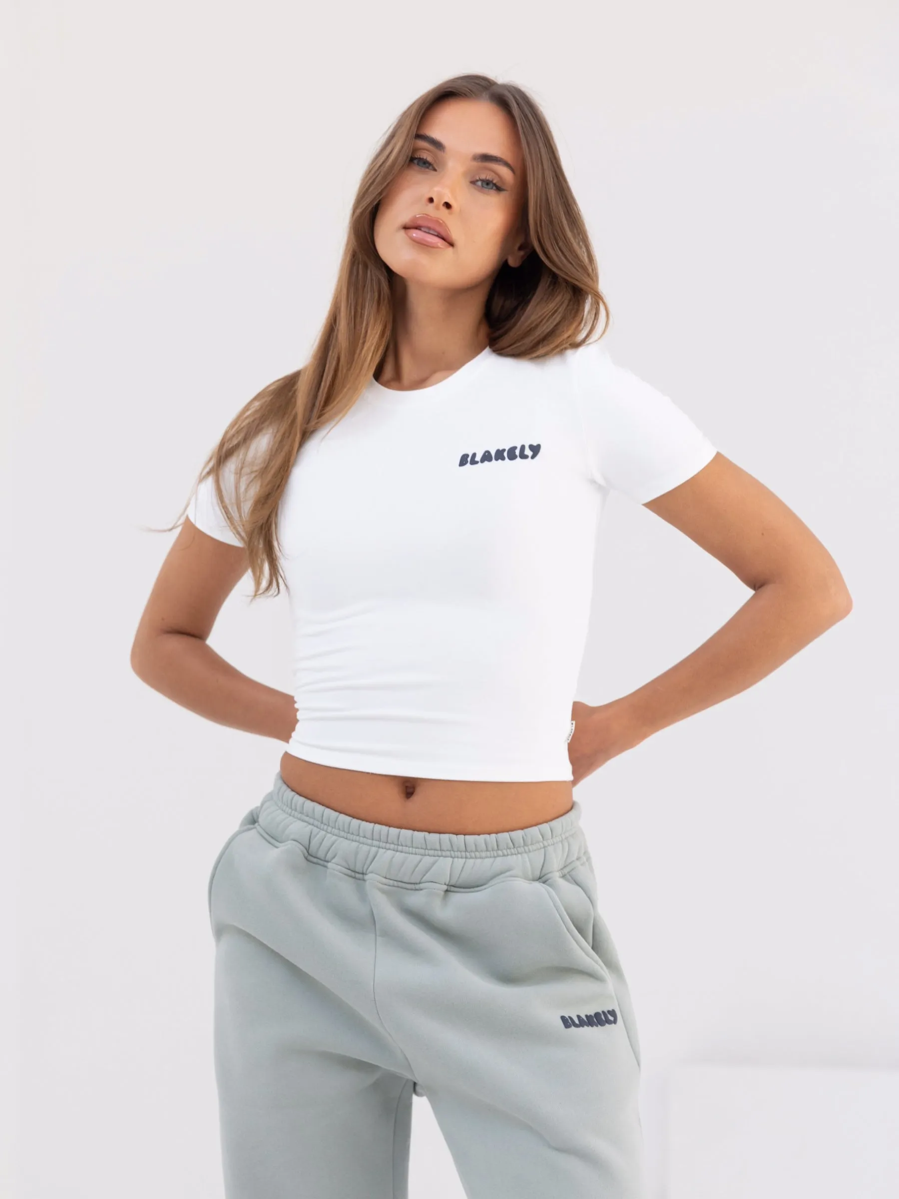 Cloud Print Crop Top - White & True Navy sold by Blakely