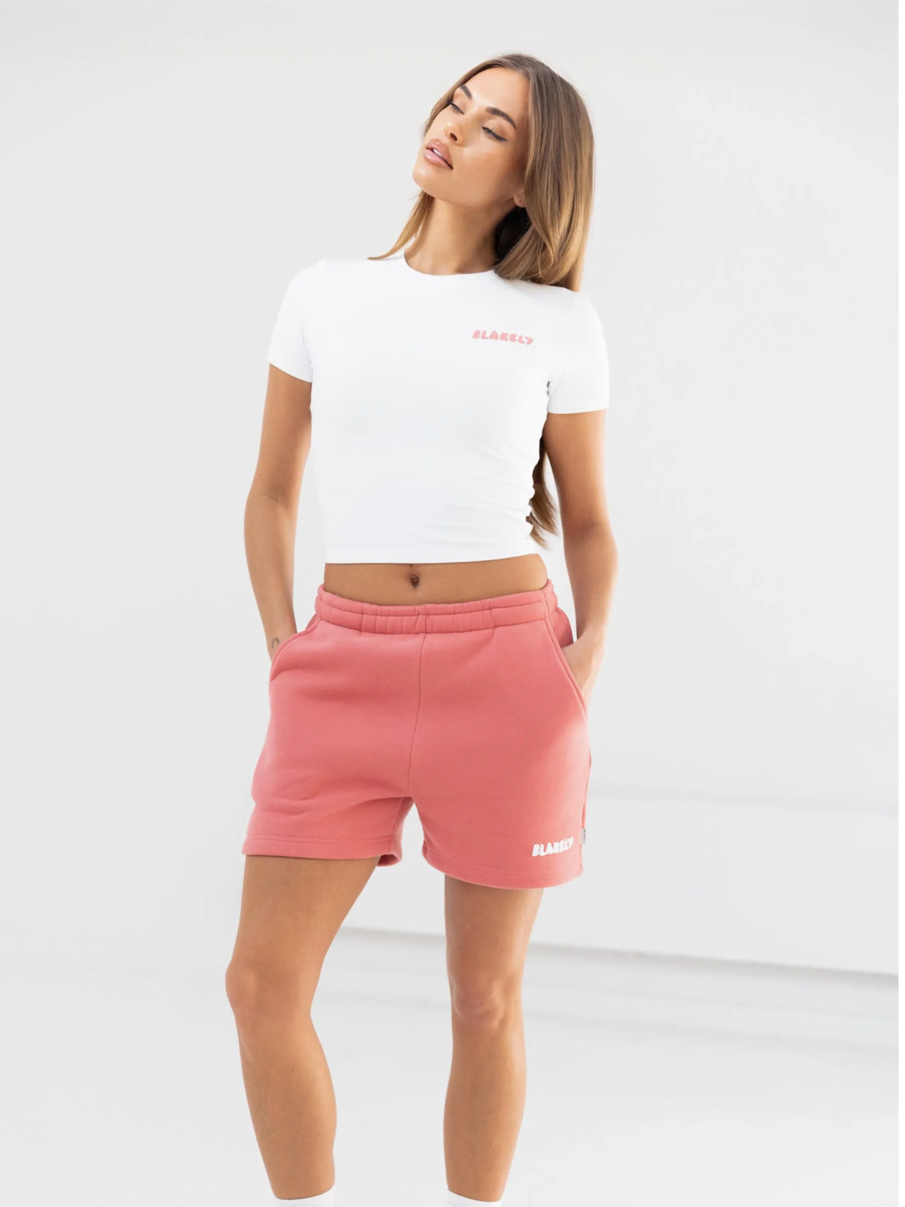 Cloud Print Crop Top - White & Sunrise Coral sold by Blakely product image thumbnail 4