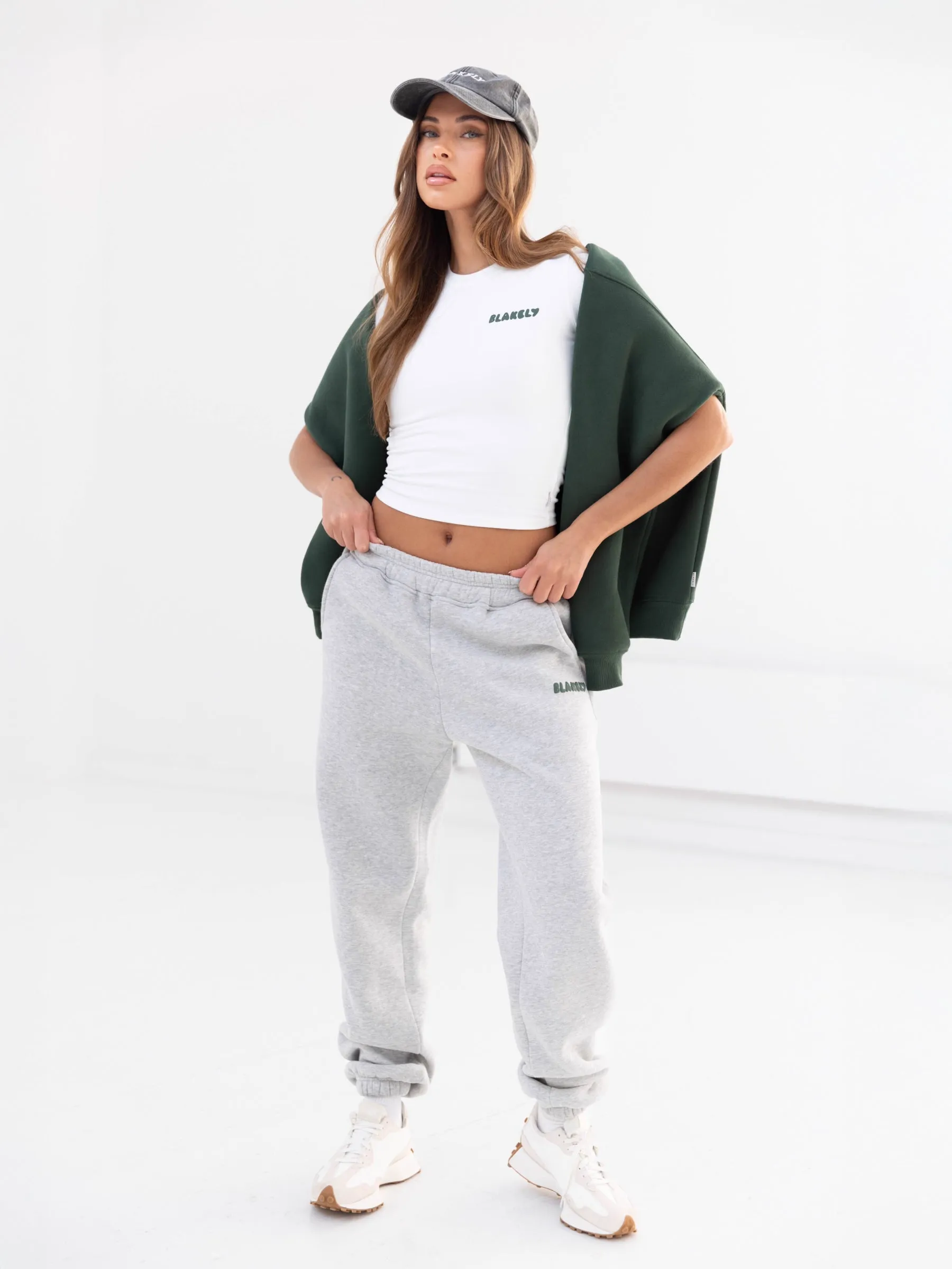 Cloud Print Crop Top - White & Forest Green sold by Blakely product image thumbnail 2