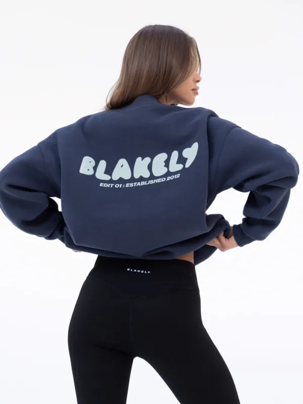 Cloud Print Oversized Jumper - True Navy sold by Blakely