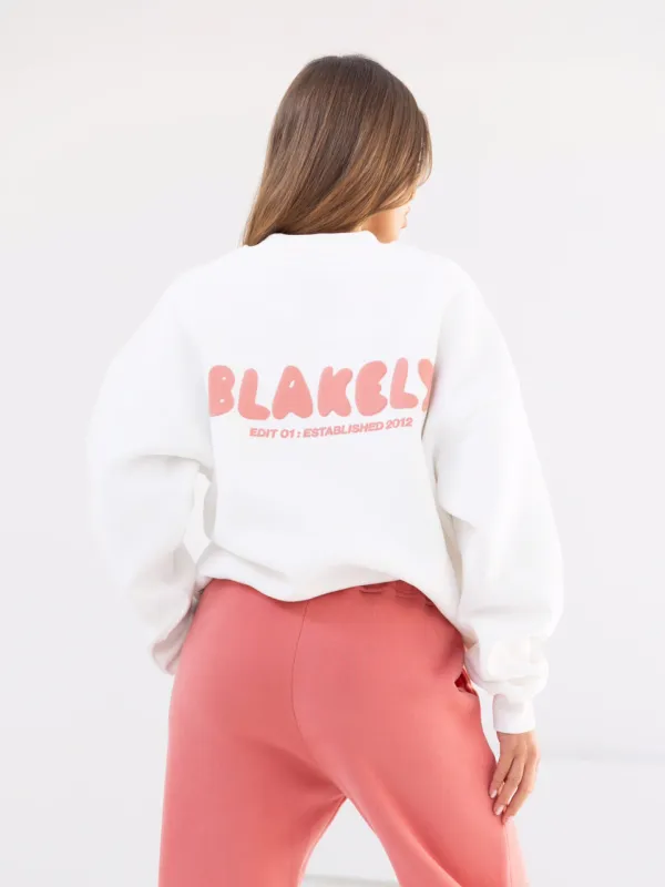 Cloud Print Oversized Jumper - Flat White sold by Blakely