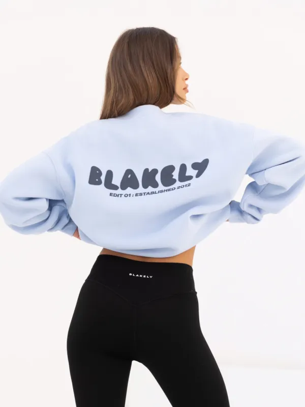 Cloud Print Oversized Jumper - Soft Blue sold by Blakely