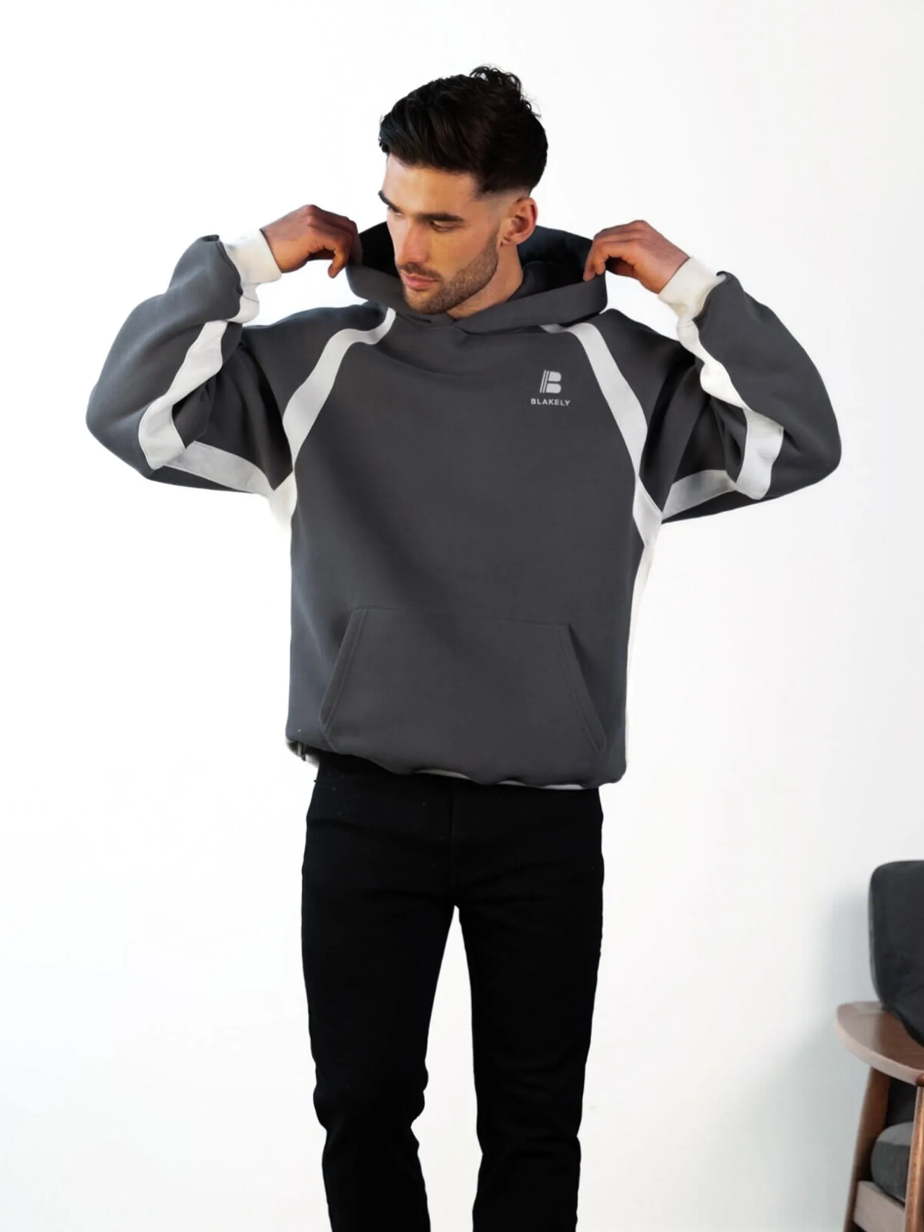 Classic Panel Relaxed Hoodie - Charcoal sold by Blakely product image thumbnail 3